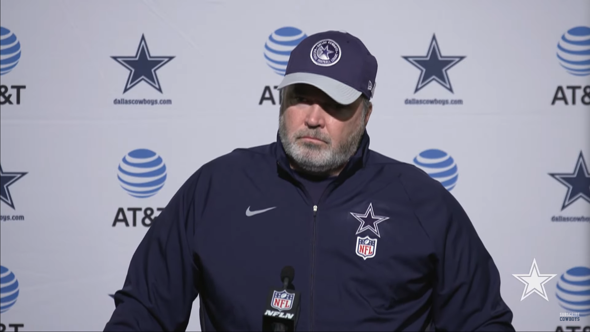 Dallas Cowboys head coach Mike McCarthy talks to reporters following a humiliating loss to the San Francisco 49ers.