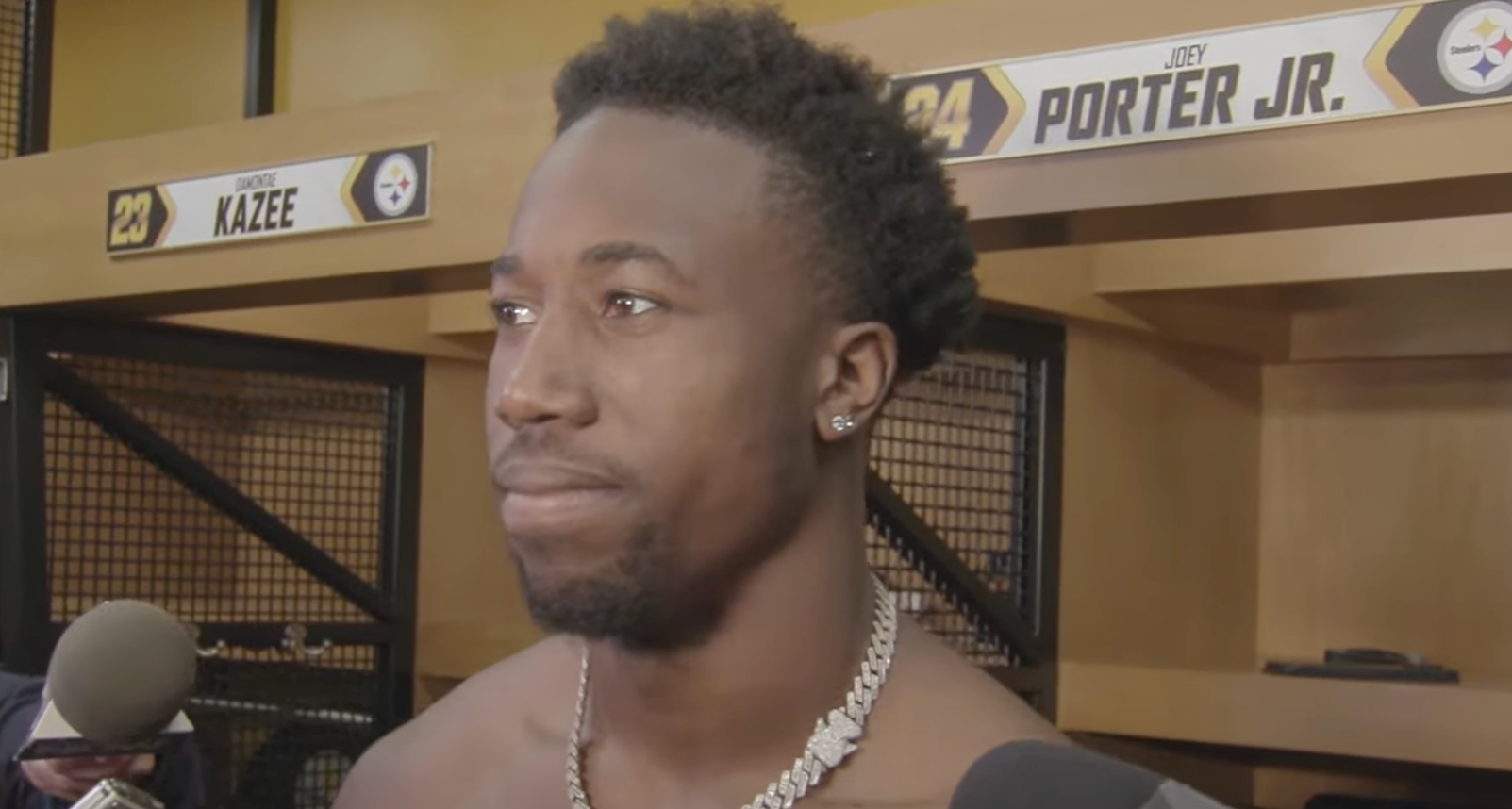 Pittsburgh Steelers Joey Porter Jr. speaks to the media following 17-10 win vs. Baltimore Ravens