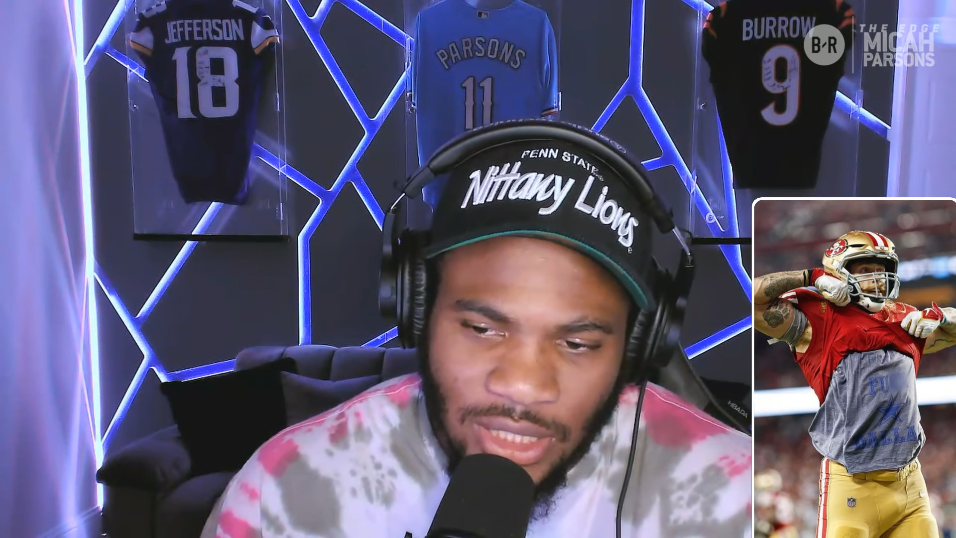 Dallas Cowboys superstar Micah Parsons talks about George Kittle's T-shirt during his podcast on Bleacher Report.