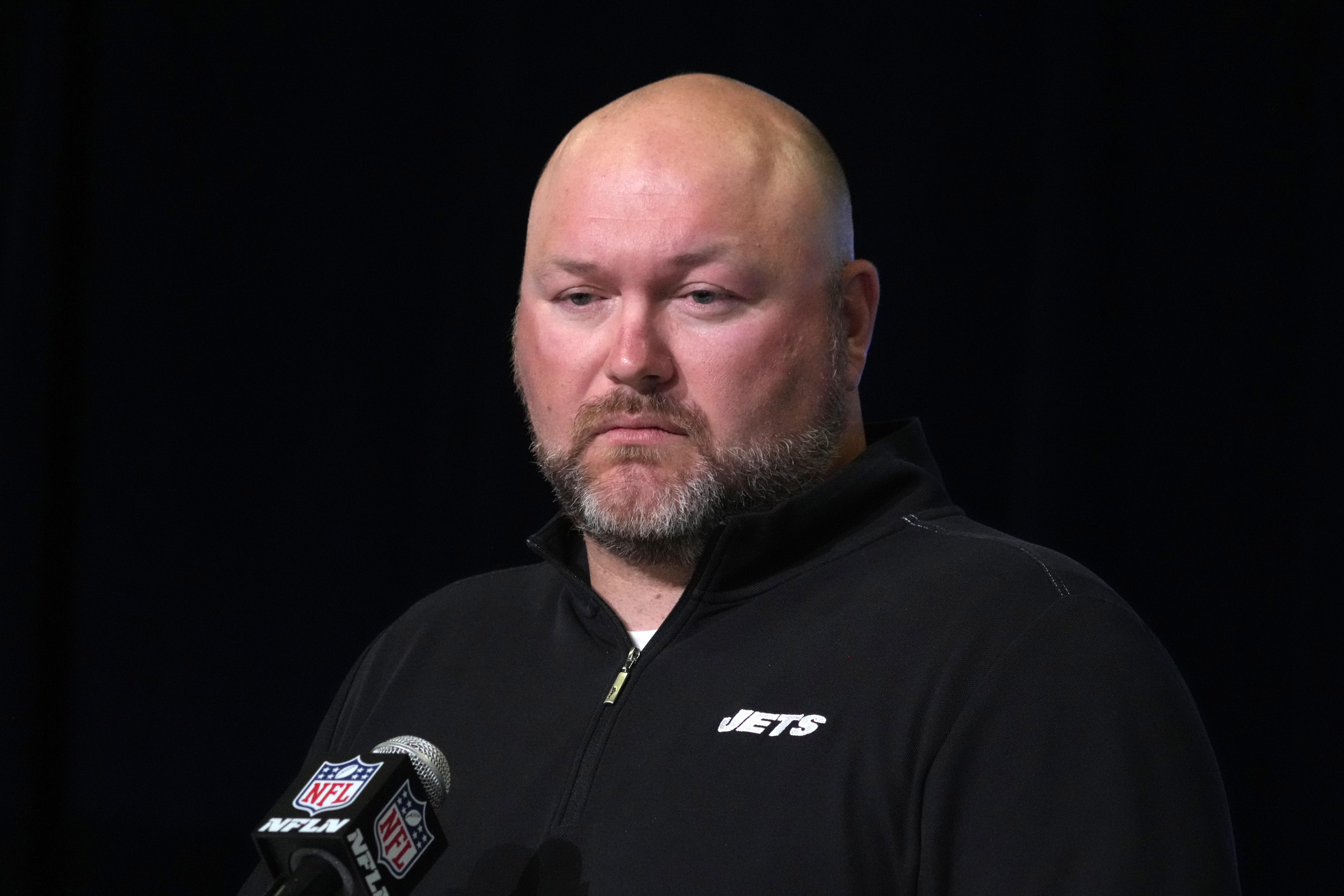 New York Jets general manager Joe Douglas during the NFL combine at the Indiana Convention Center.