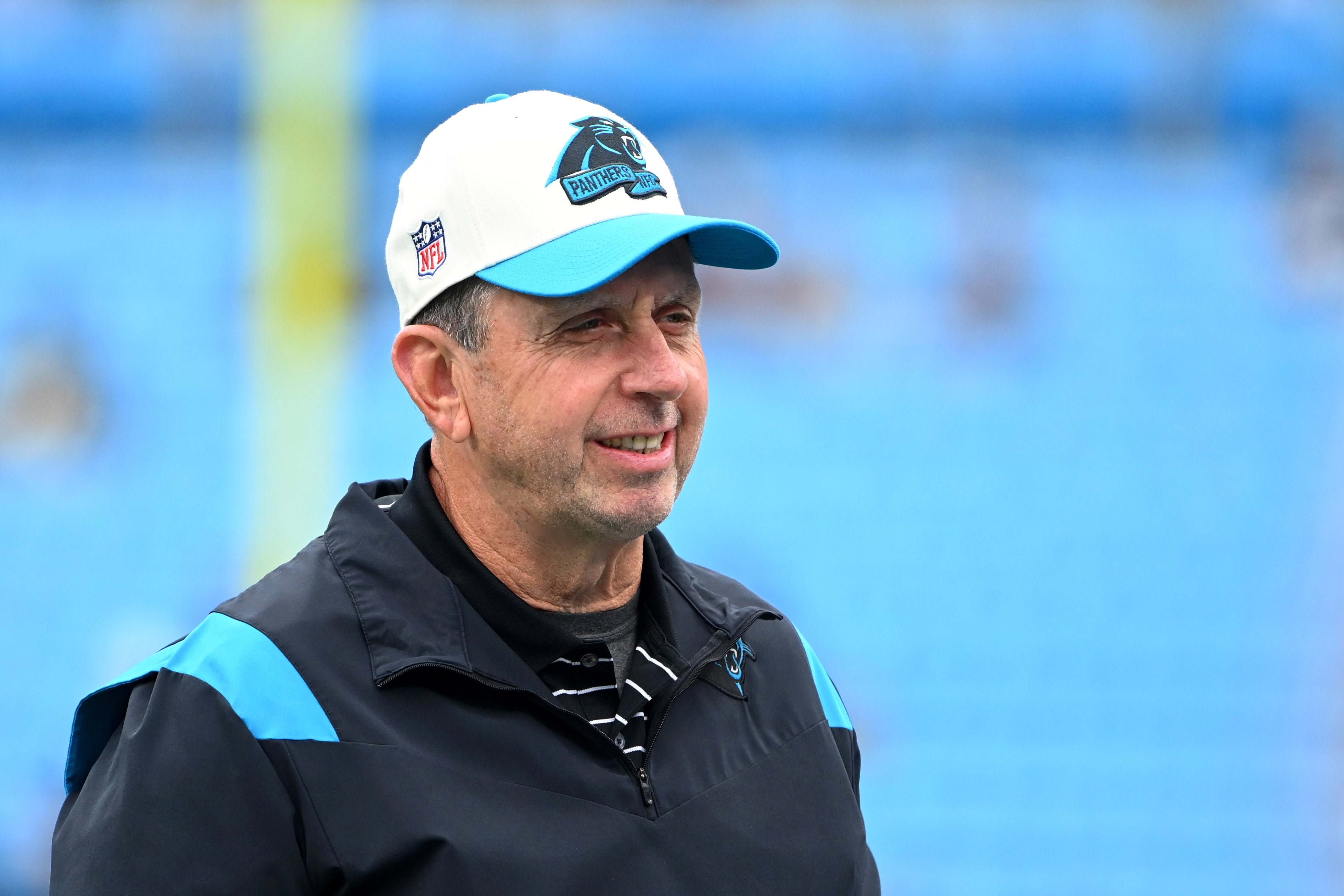 Sep 25, 2022; Charlotte, North Carolina, USA; Carolina Panthers defensive coordinator Phil Snow during warm ups at Bank of America Stadium.