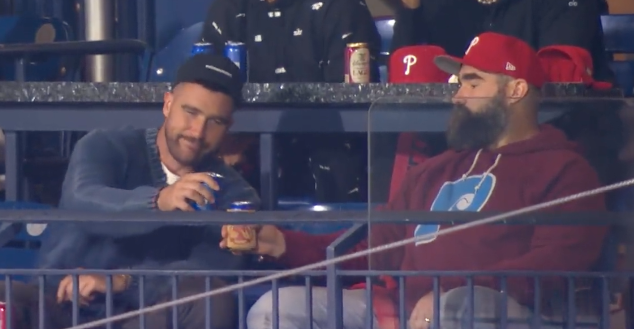 Travis and Jason Kelce rooting on the Phillies