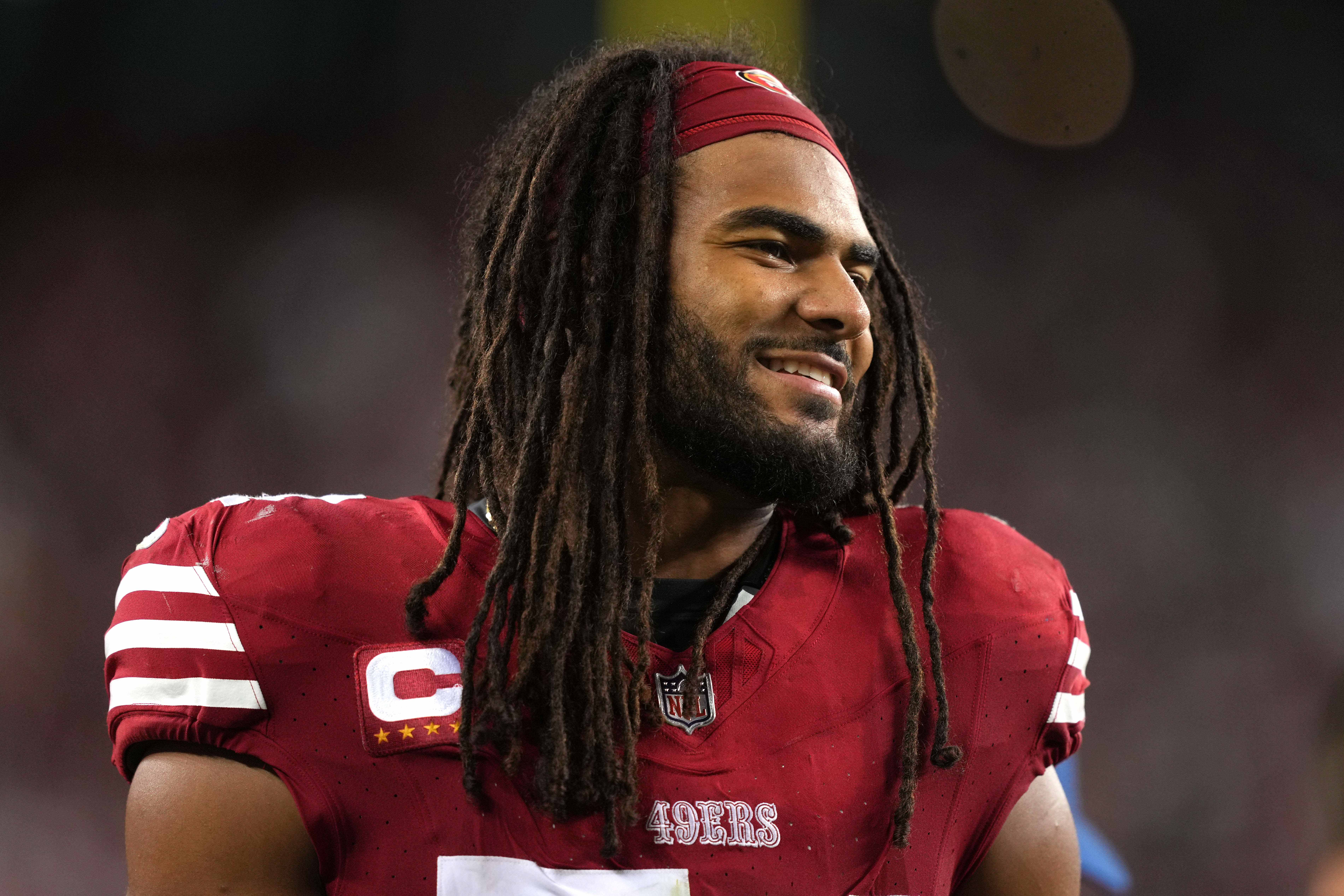 Oct 8, 2023; Santa Clara, California, USA; San Francisco 49ers linebacker Fred Warner (54) during the fourth quarter against the Dallas Cowboys at Levi's Stadium.