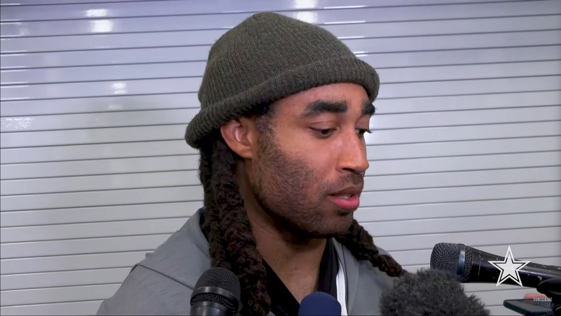 Dallas Cowboys CB Stephon Gilmore talks to the media following a win over the L.A. Chargers.