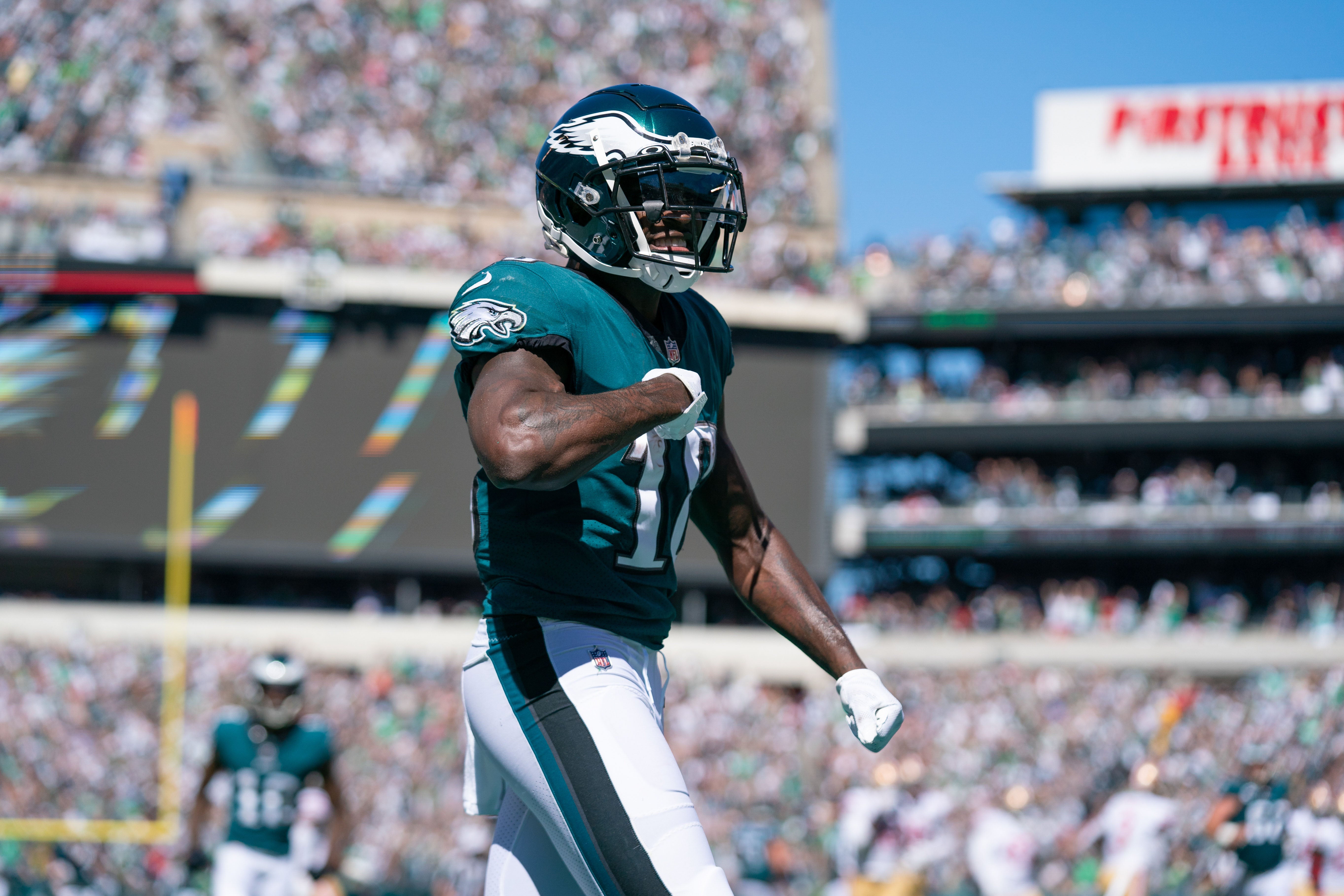 Jalen Reagor during a game with the Philadelphia Eagles against the San Francisco 49ers in 2021