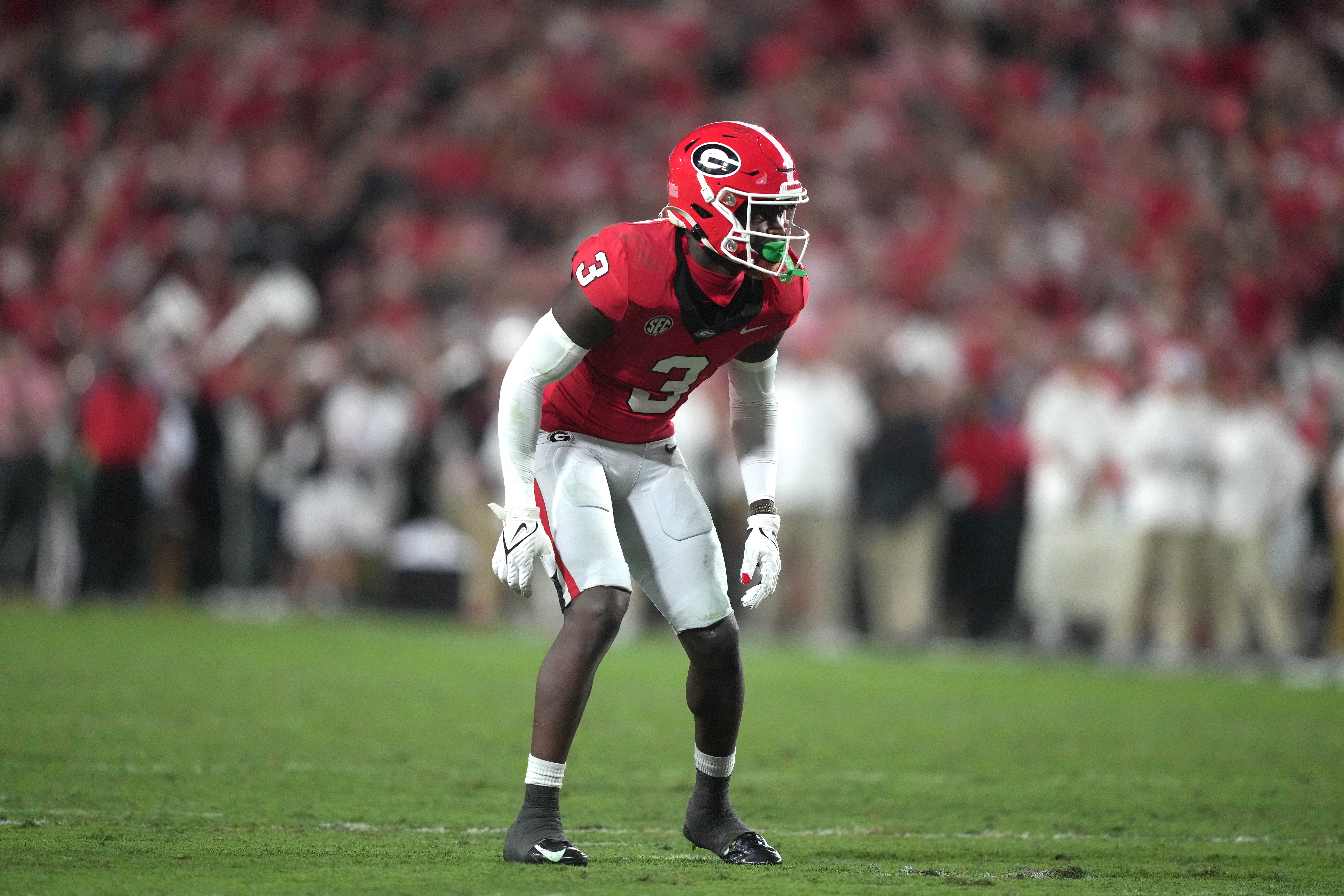 Sep 23, 2023; Athens, Georgia, USA; Georgia Bulldogs defensive back Kamari Lassiter (3) against the UAB Blazers in the second half at Sanford Stadium.