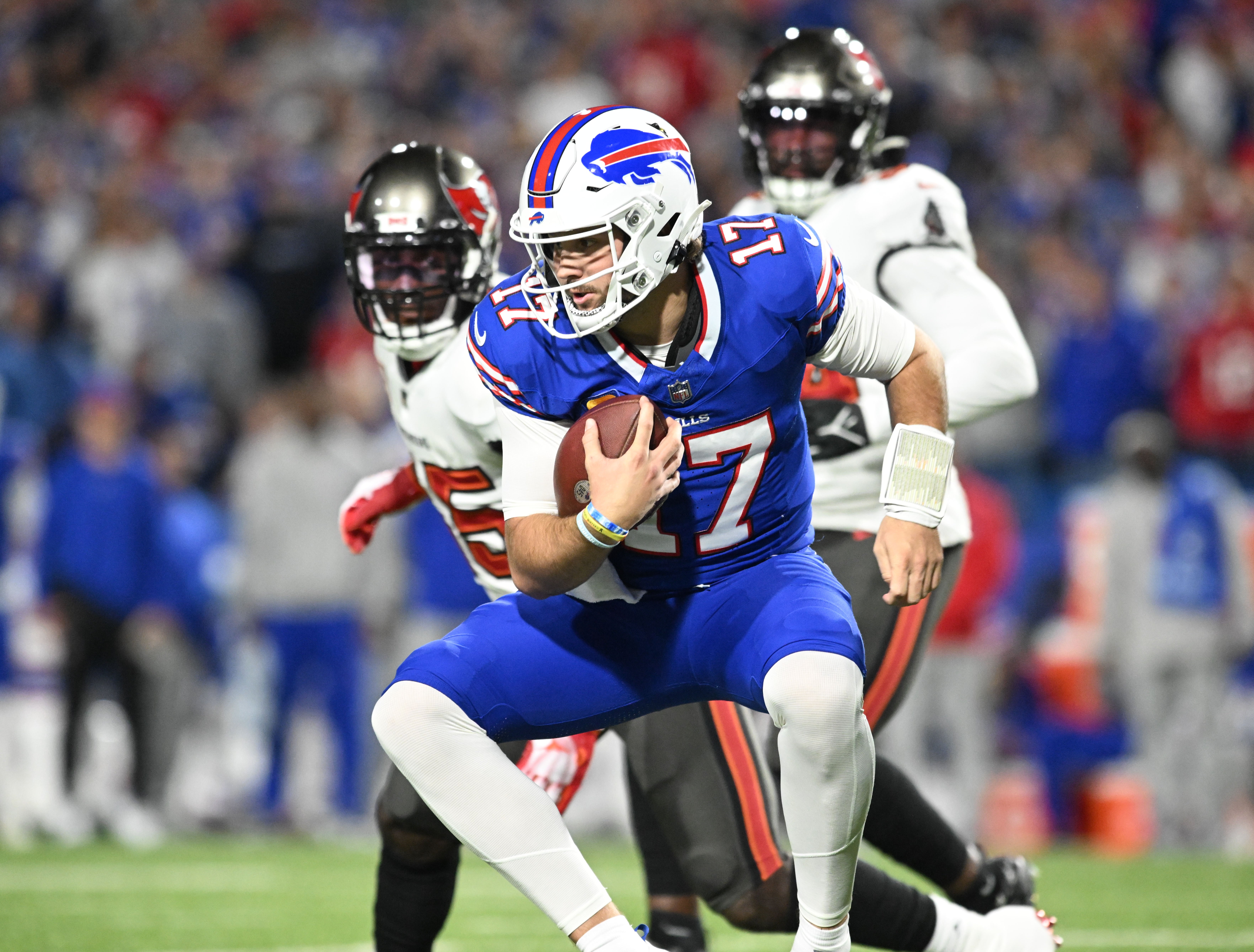 Josh Allen during the Buffalo Bills-Tampa Bay Buccaneers game on Thursday Night Football in Week 8