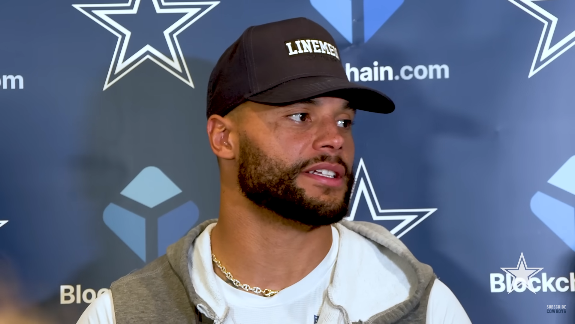 Dallas Cowboys quarterback Dak Prescott talks to the media ahead of Week 8 of the 2023 NFL season.