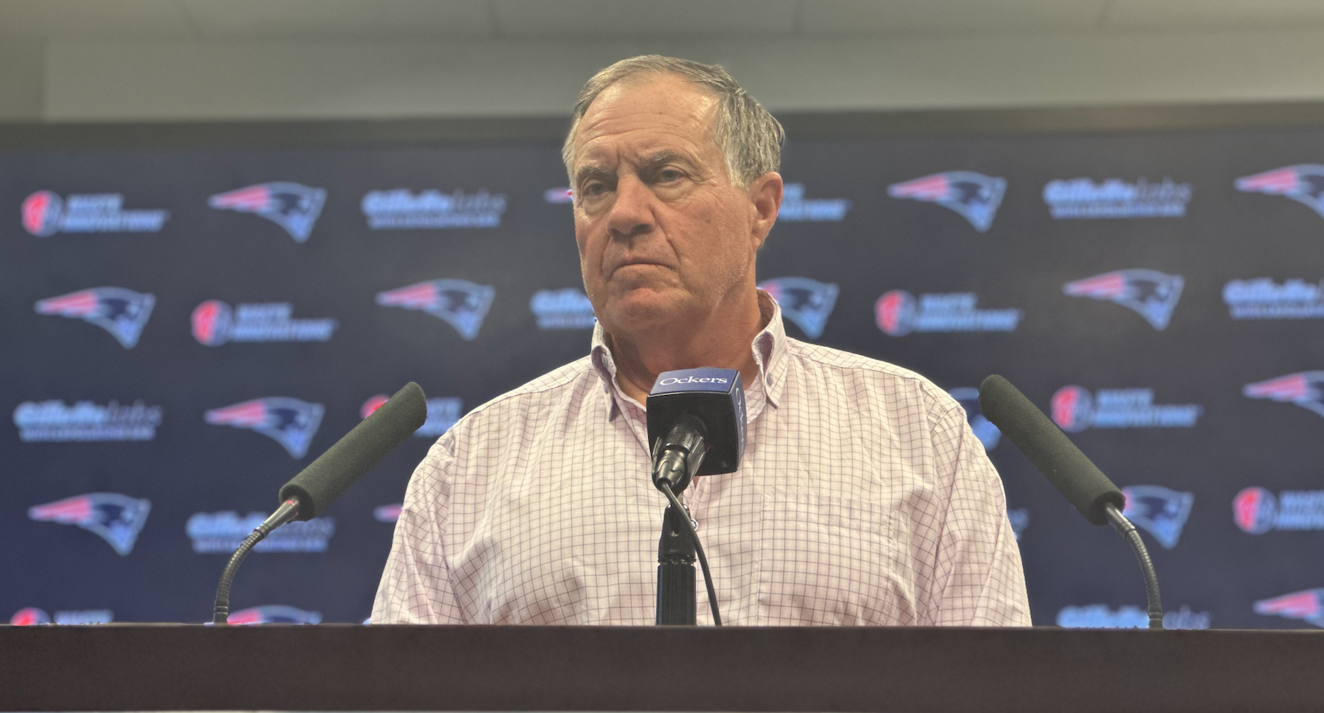 Bill Belichick speaks with the media on Friday morning, starting with a statement on the Lewiston, Maine Mass Shooting