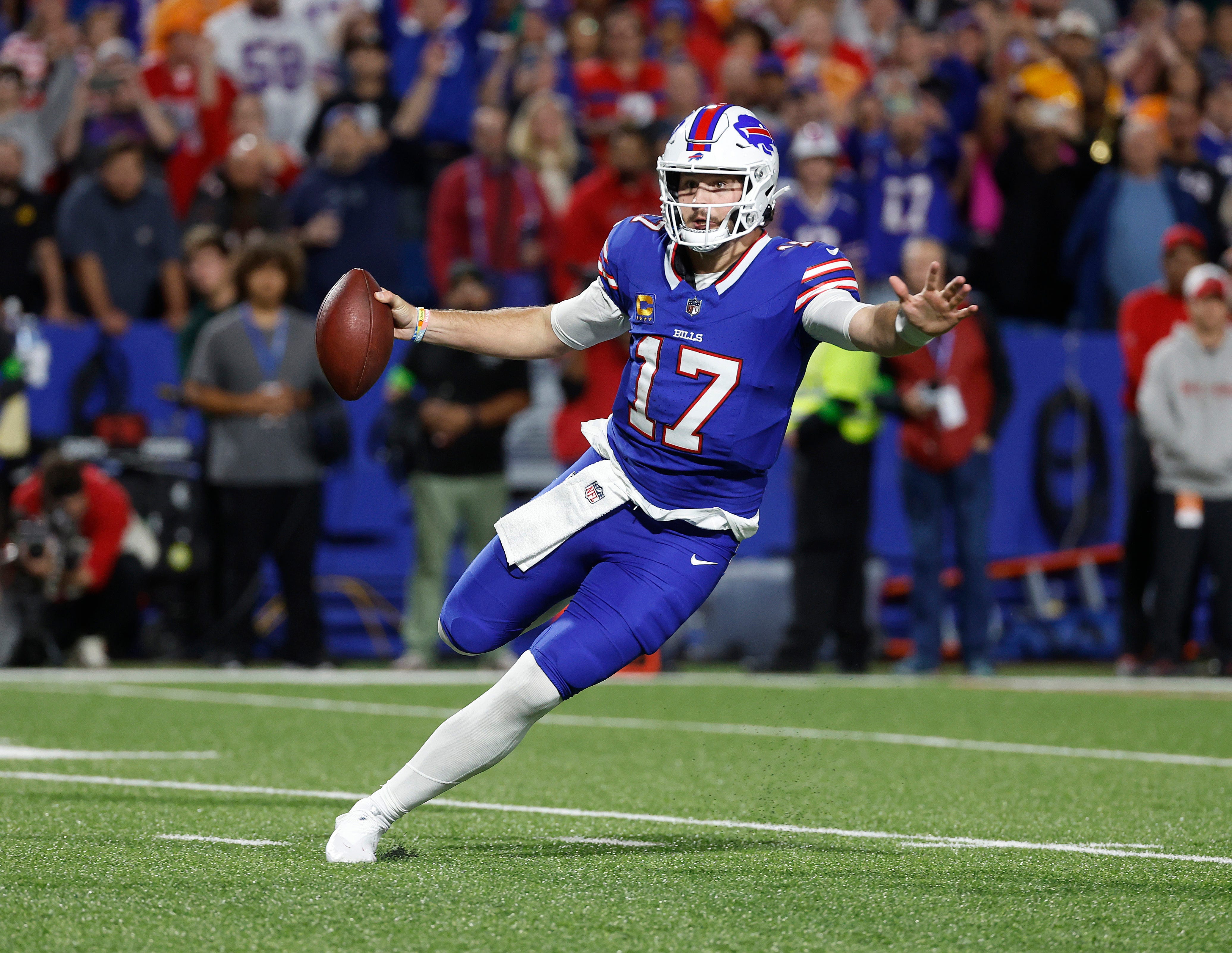 Buffalo Bills QB Josh Allen during their victory over the Tampa Bay Buccaneers on Thursday Night Football