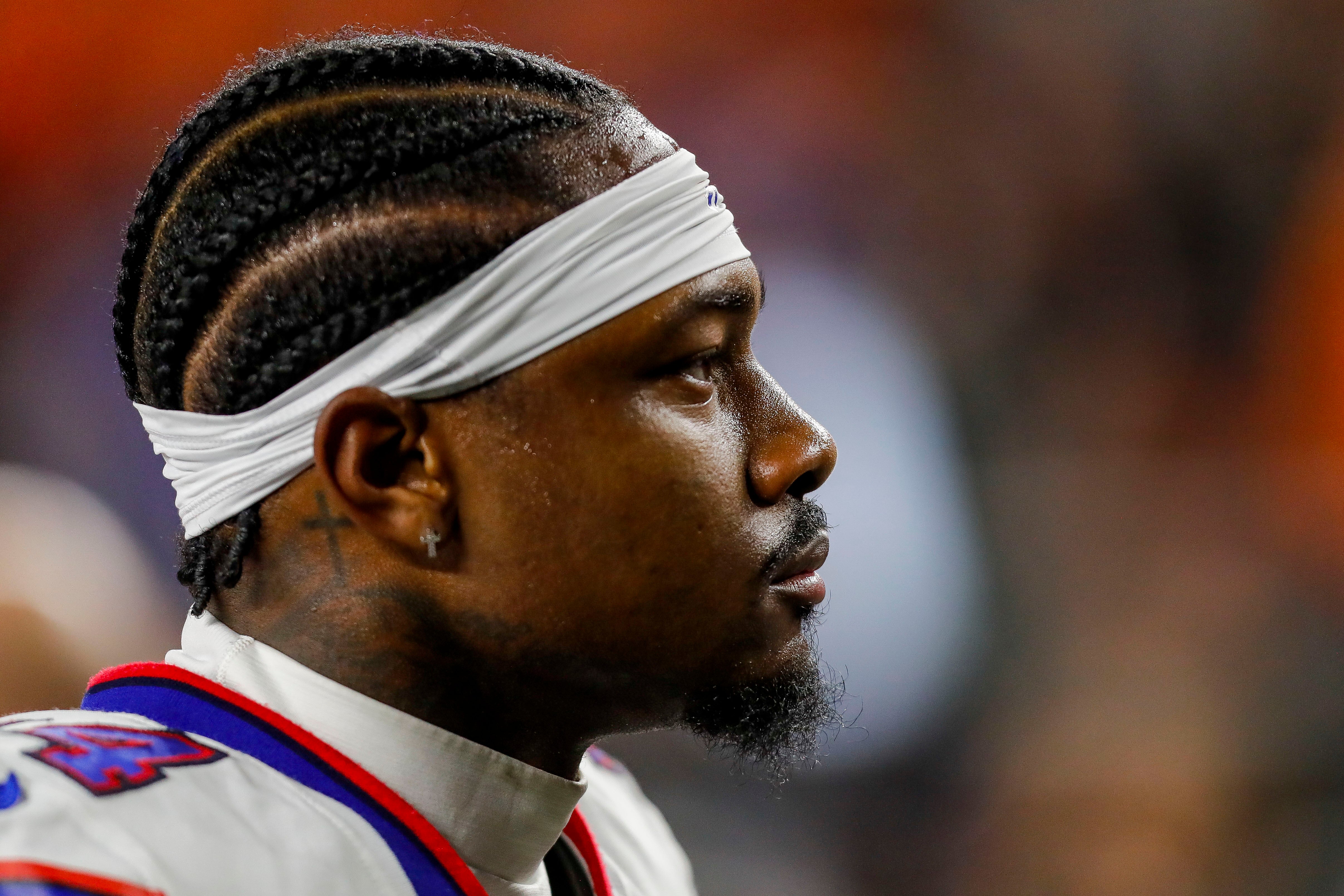 Buffalo Bills wide receiver Stefon Diggs (14) walks off the field before the game against the Cincinnati Bengals at Paycor Stadium. Mandatory Credit: Katie Stratman-USA TODAY Sports