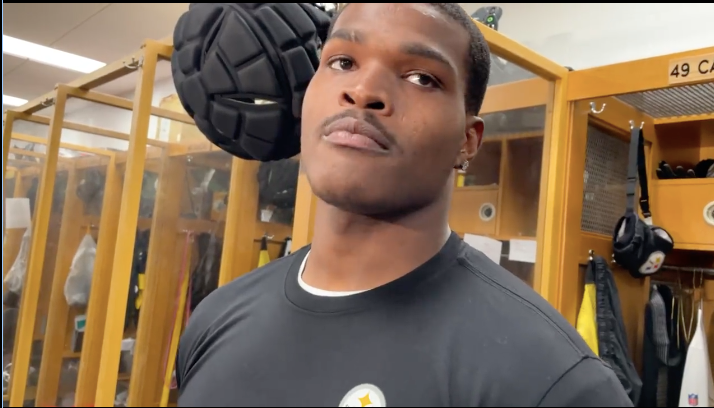 Pittsburgh Steelers LB Tariq Carpenter addresses the media before first regular season appearance for the Steelers