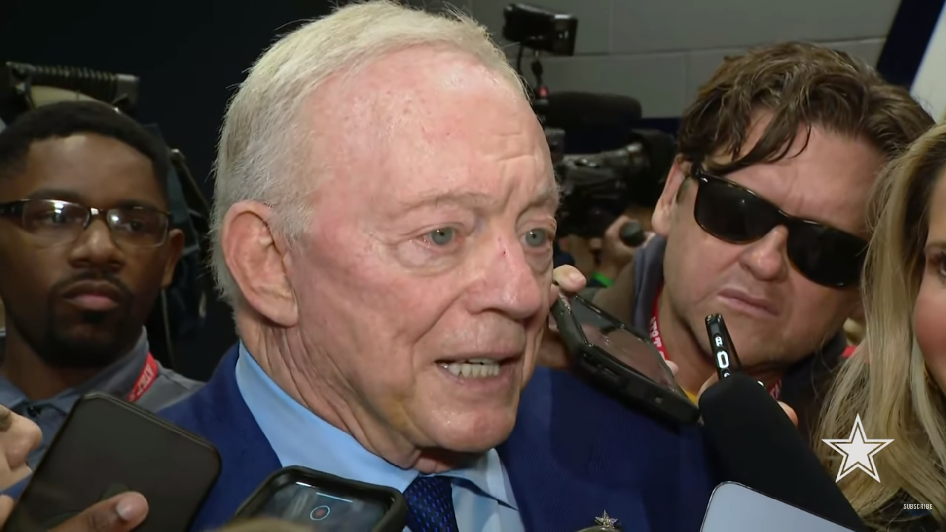 Dallas Cowboys owner Jerry Jones talked to reporters following the team's dominant Week 10 win over the N.Y. Giants.