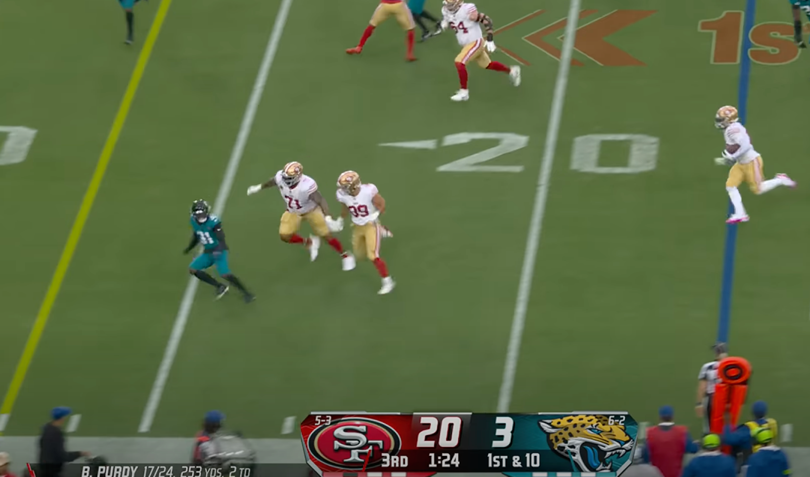 Deebo Samuel scores on an end around against Jaguars in the 49ers' 34-3 win.