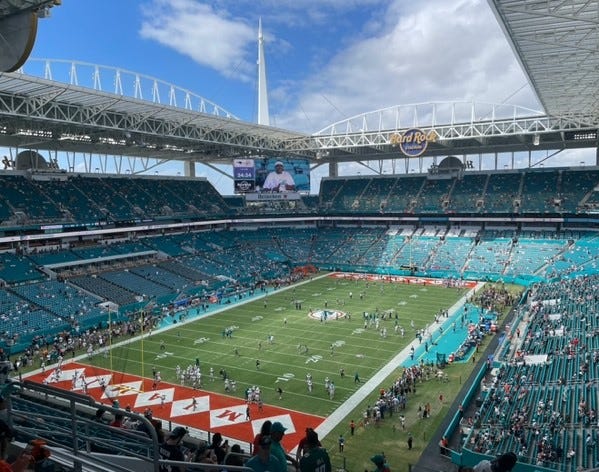 Miami Dolphins vs. New England Patriots game at Hard Rock Stadium on Sunday, Oct. 29, 2023.