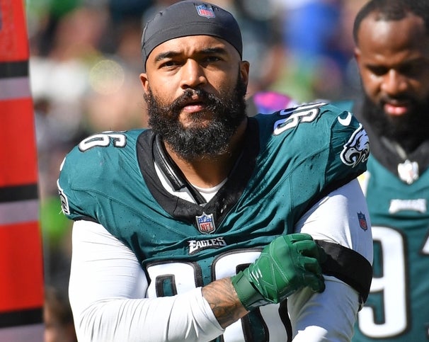 Philadelphia Eagles defensive end Derek Barnett against the Washington Commanders at Lincoln Financial Field.