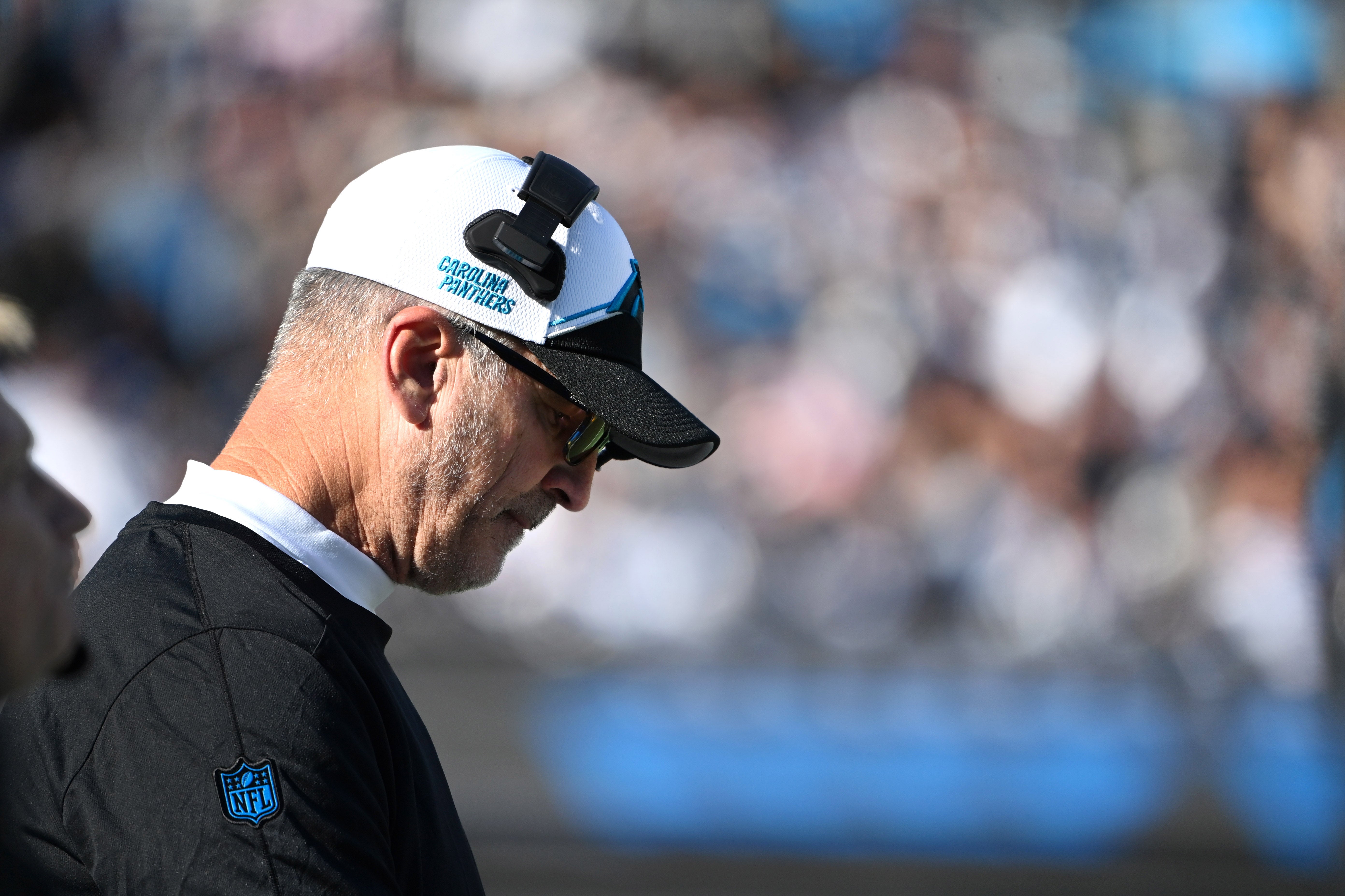 Nov 19, 2023; Charlotte, North Carolina, USA; Carolina Panthers head coach Frank Reich in the second quarter at Bank of America Stadium. Mandatory Credit: Bob Donnan-USA TODAY Sports