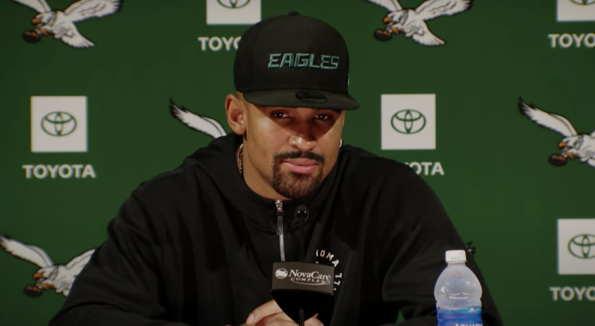 Eagles quarterback Jalen Hurts addresses media ahead of Week 12 Bills matchup
