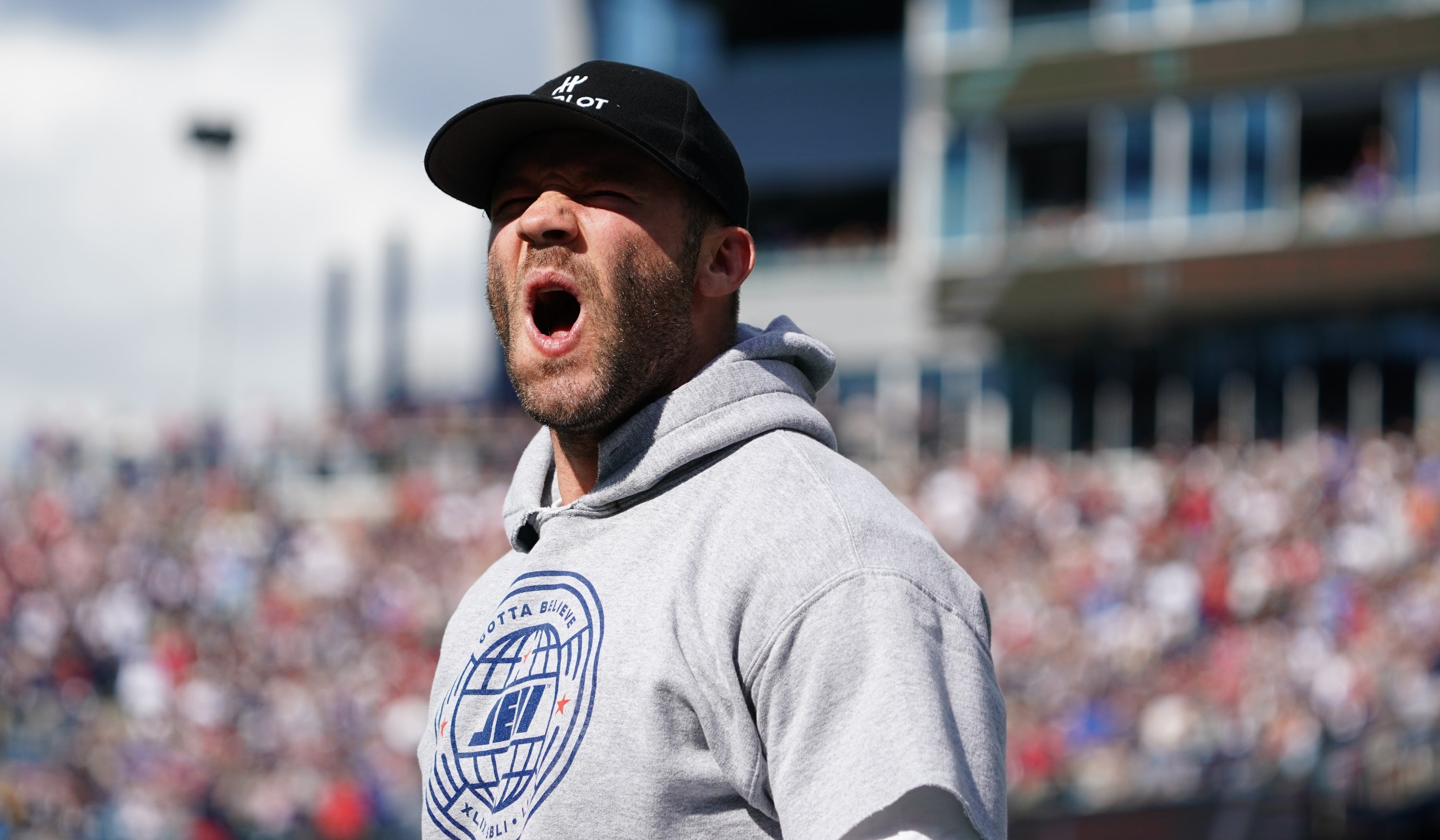 Former New England Patriots Julian Edelman is honored during halftime against the New Orleans Saints at Gillette Stadium.