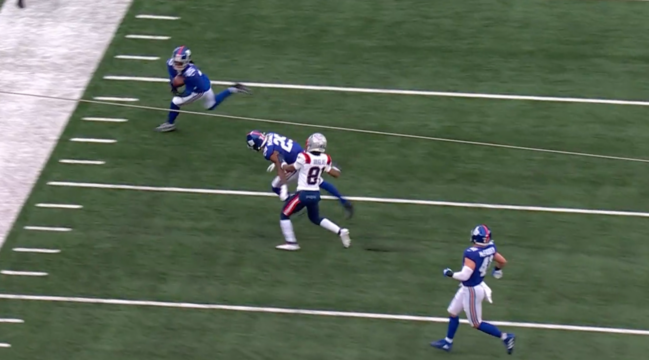 Mac Jones throw interception in first quarter of Sunday's Week 12 matchup against Giants