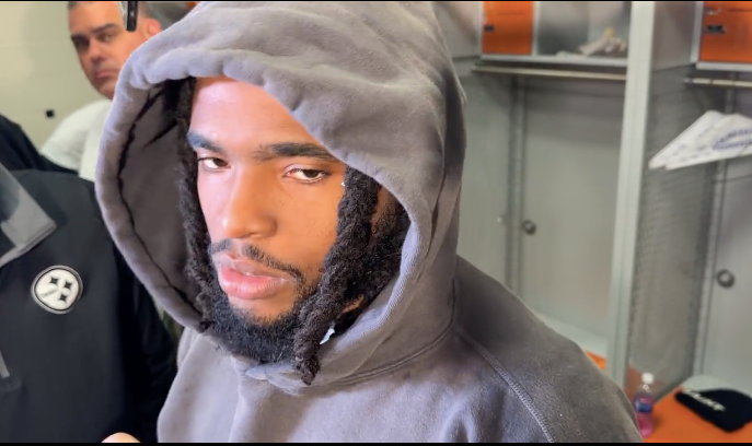 Pittsburgh Steelers WR Diontae Johnson speaks to the media following 16-10 win at the Cincinnati Bengals 11/26/23