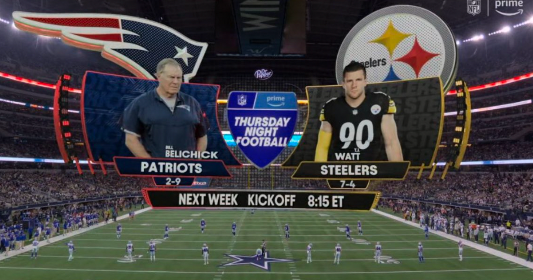 Patriots vs Steelers Thursday Night Football Graphic