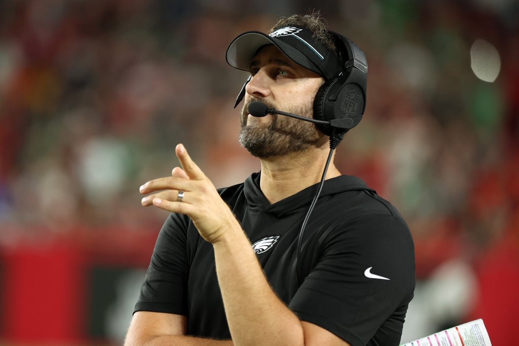 Philadelphia Eagles head coach Nick Sirianni against the Tampa Bay Buccaneers during the second half at Raymond James Stadium.