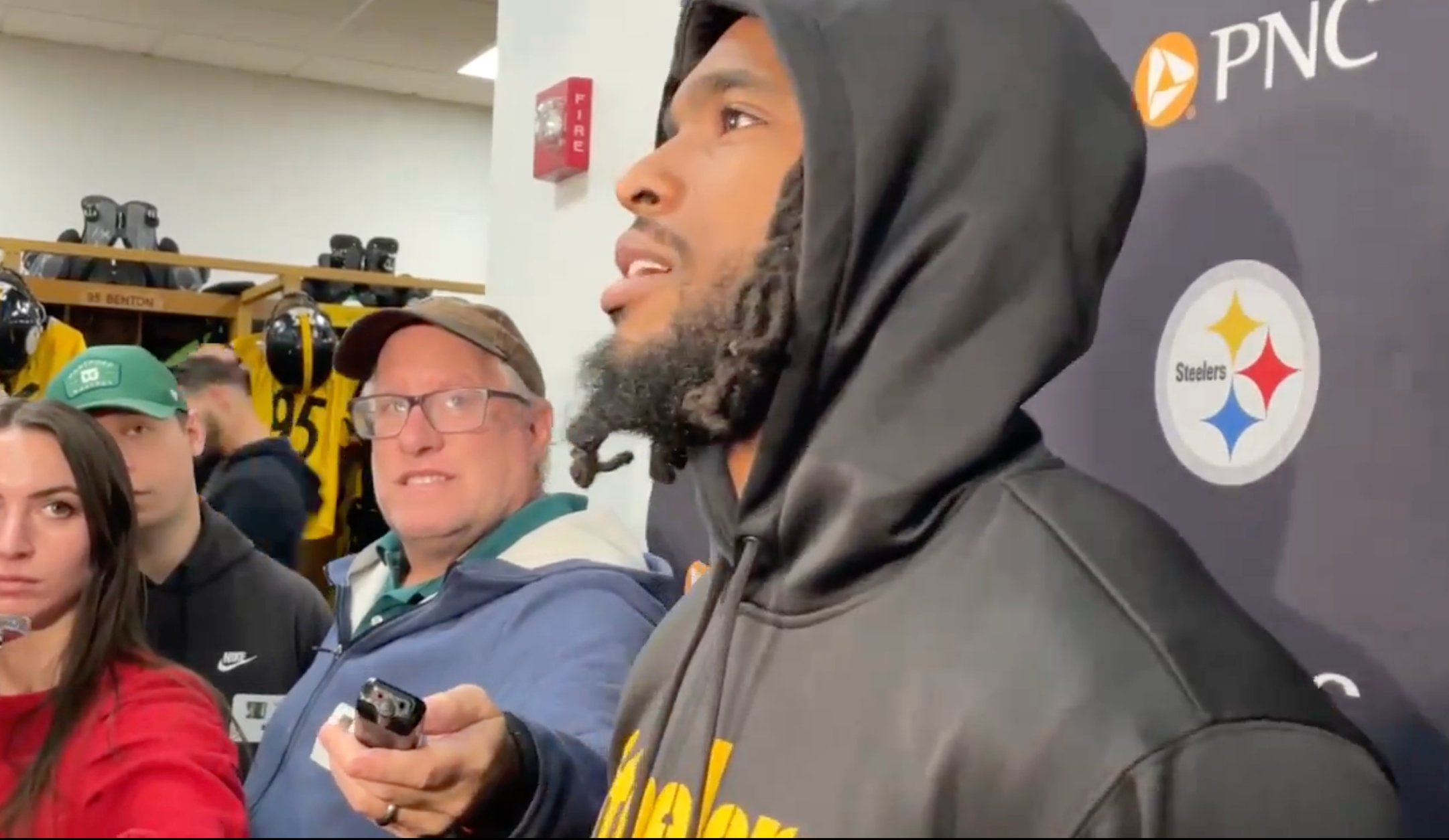 Pittsburgh Steelers WR Diontae Johnson addresses the media ahead game vs. the New England Patriots and discusses taking the Cardinals lightly. 12/5/23