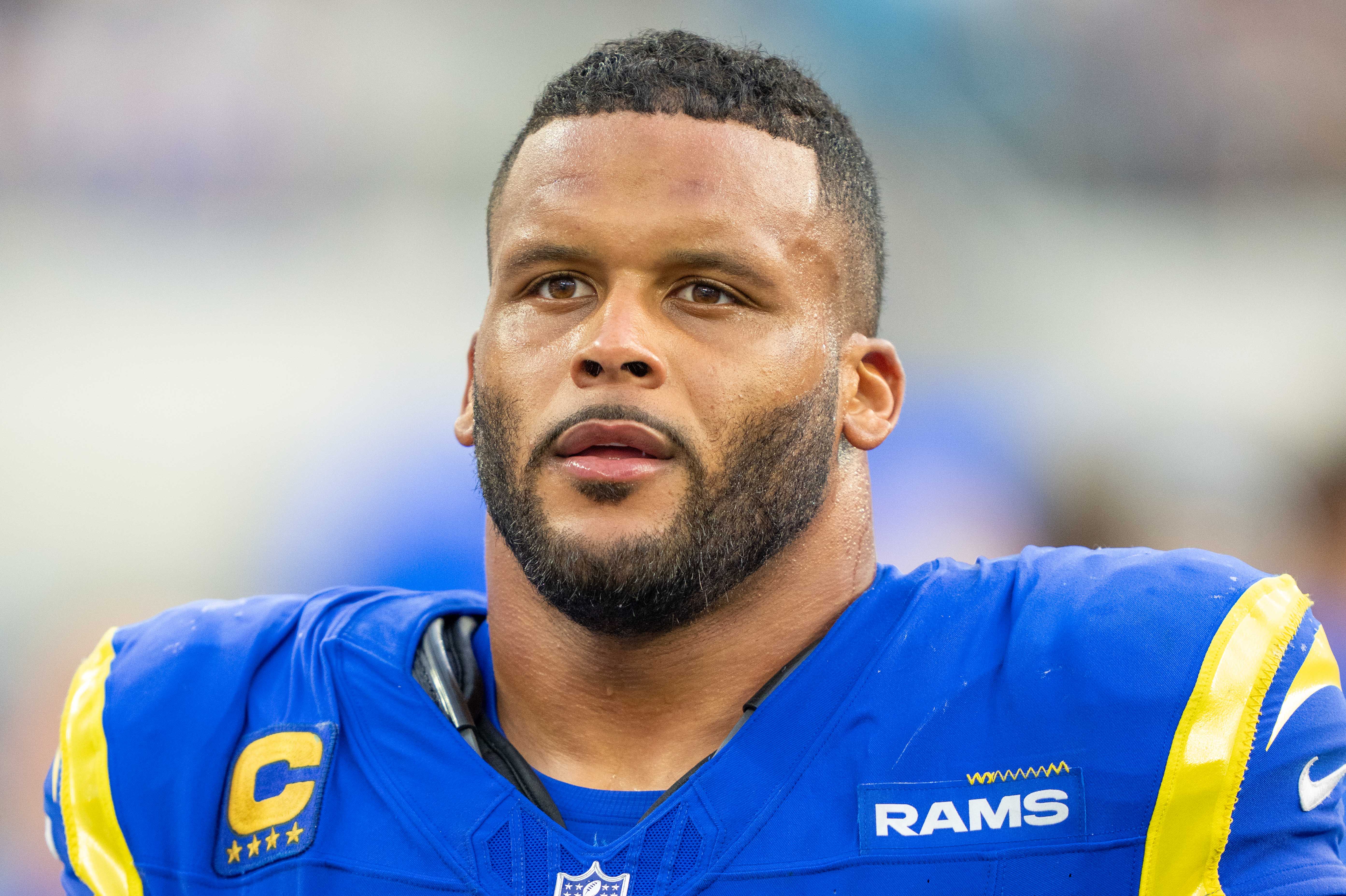 Los Angeles Rams defensive tackle Aaron Donald (99) during the fourth quarter against the Arizona Cardinals at SoFi Stadium.