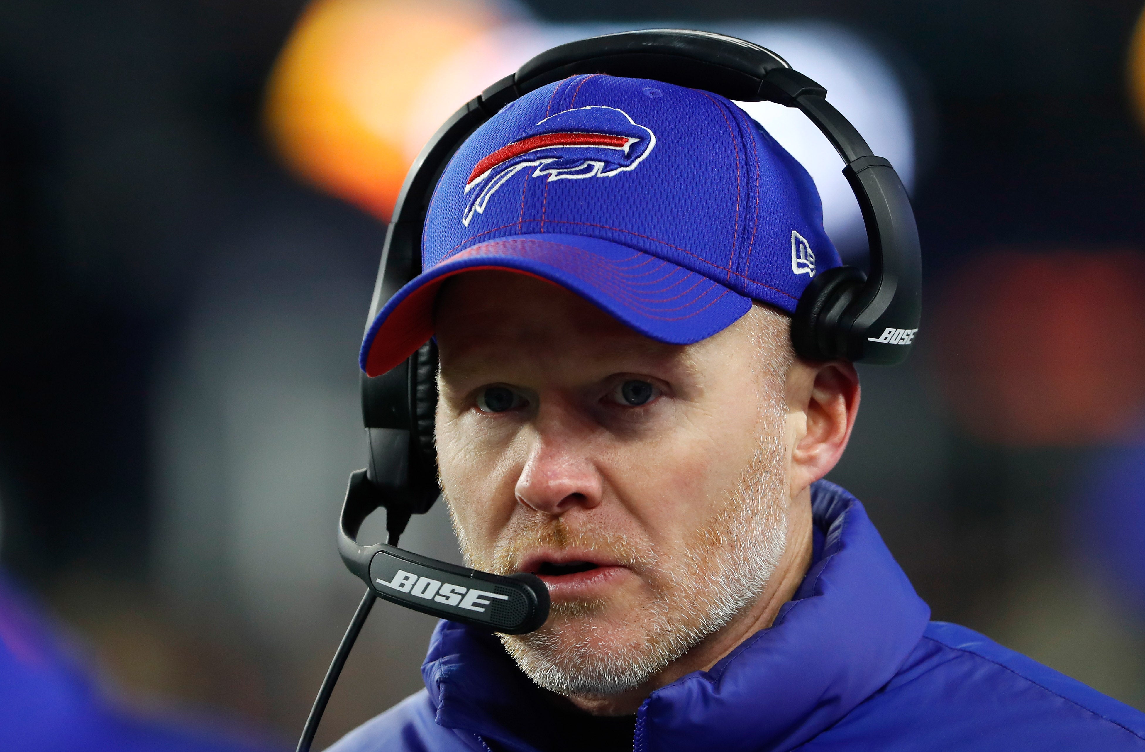 Buffalo Bills head coach Sean McDermott during the second quarter against the New England Patriots at Gillette Stadium.