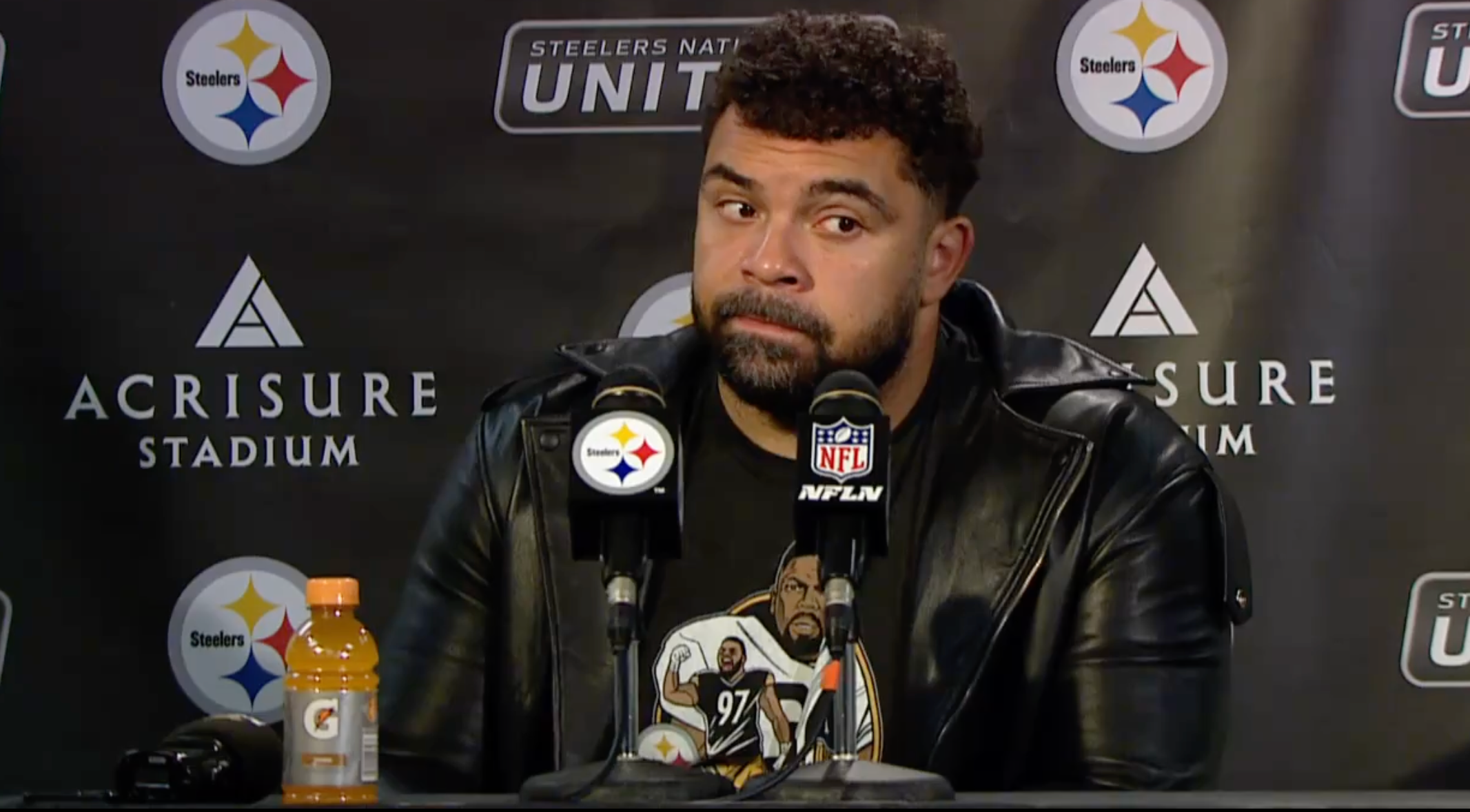 Pittsburgh Steelers Defensive Lineman Cameron Heyward addresses the media following 21-18 loss vs. New England Patriots
