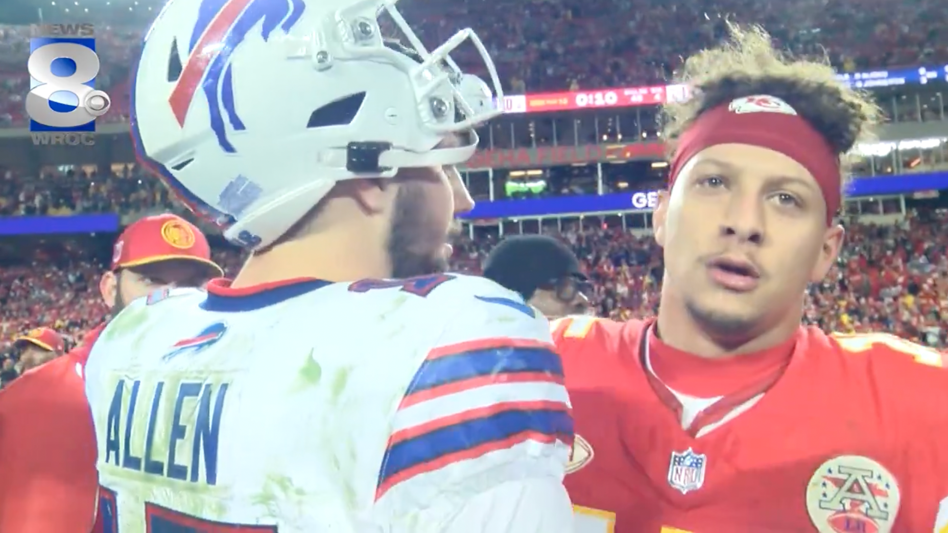 Patrick Mahomes and Josh Allen after Chiefs-Bills game
