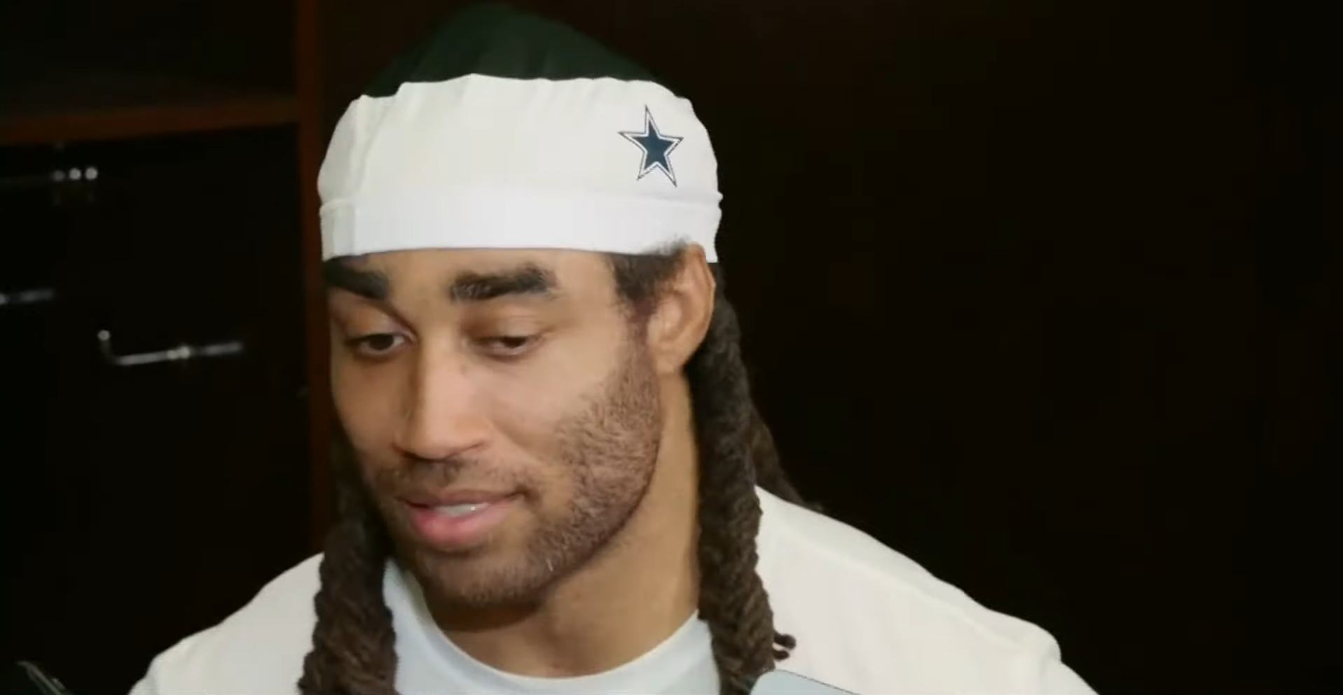 Dallas Cowboys CB Stephon Gilmore talks to reporters after beating the Philadelphia Eagles in Week 14.