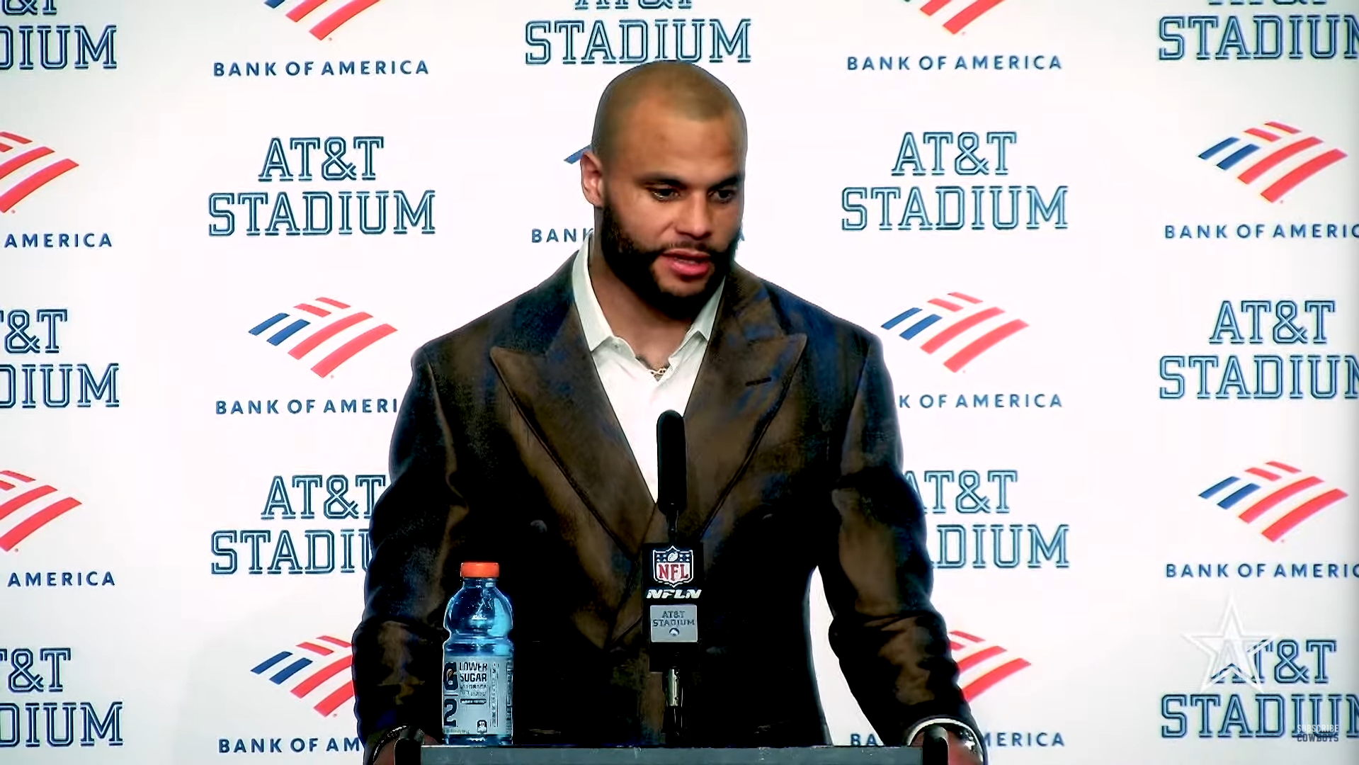 Dallas Cowboys quarterback Dak Prescott talked to reporters following game versus Eagles in Week 14.