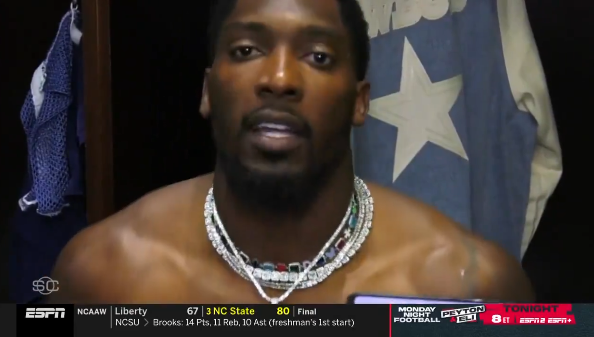 Cowboys DE DeMarcus Lawrence's explicit quote shows up unexpectedly on ESPN in hilarious TV blooper.