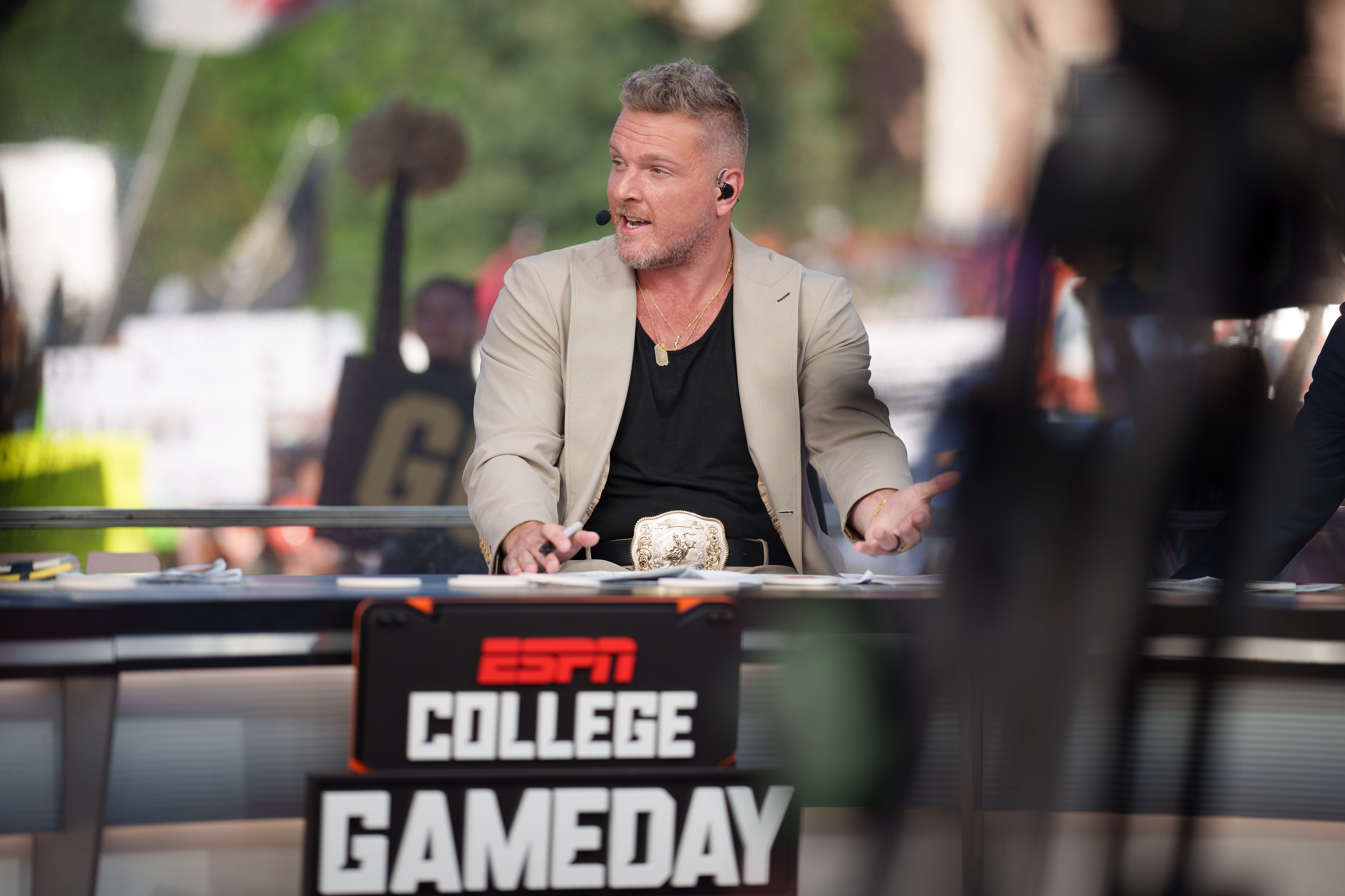 Pat McAfee on the set of ESPN College GameDay prior to the game between the Colorado Buffaloes and the Colorado State Rams at Folsom Field