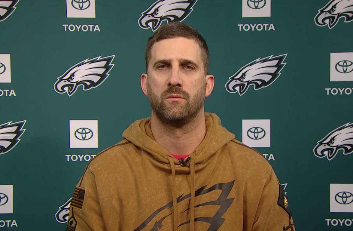 Eagles head coach Nick Sirianni speaks to reporters on Tuesdays following Week 14's loss to Cowboys