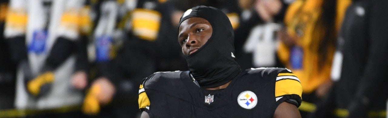 Nov 2, 2023; Pittsburgh, Pennsylvania, USA; Pittsburgh Steelers defensive lineman Keeanu Benton (95) stretches before playing the Tennessee Titans at Acrisure Stadium. Mandatory Credit: Philip G. Pavely-USA TODAY Sports