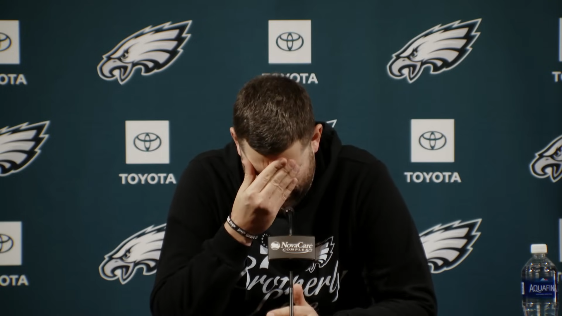 Eagles HC Nick Sirianni gets frustrated with reporters' questions about team's controversial use of motion.