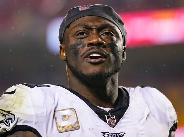 Philadelphia Eagles wide receiver A.J. Brown (11) leaves the field after defeating the Kansas City Chiefs at GEHA Field at Arrowhead Stadium.