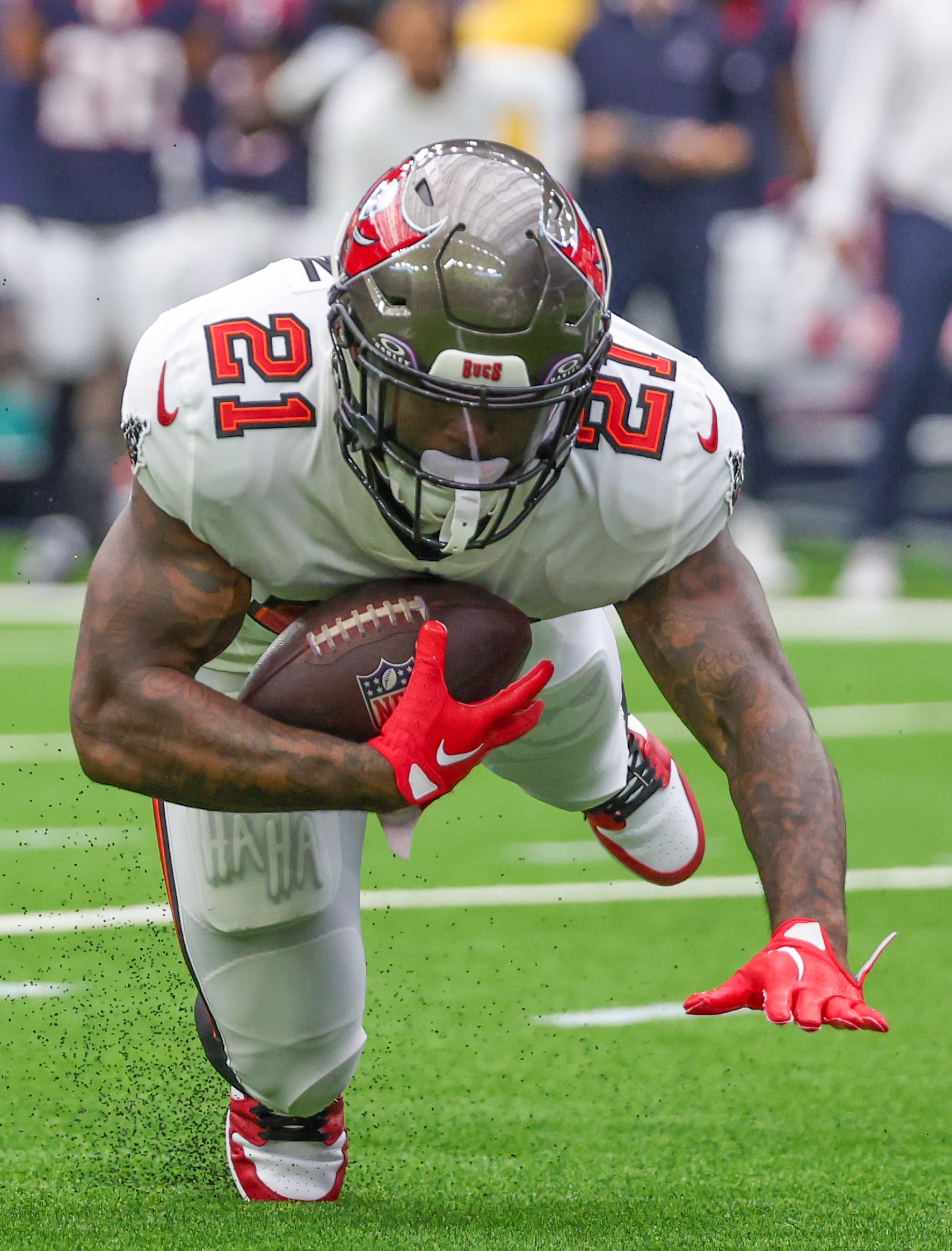 Tampa Bay Buccaneers running back Ke'Shawn Vaughn rushes against the Houston Texans in the first quarter at NRG Stadium.