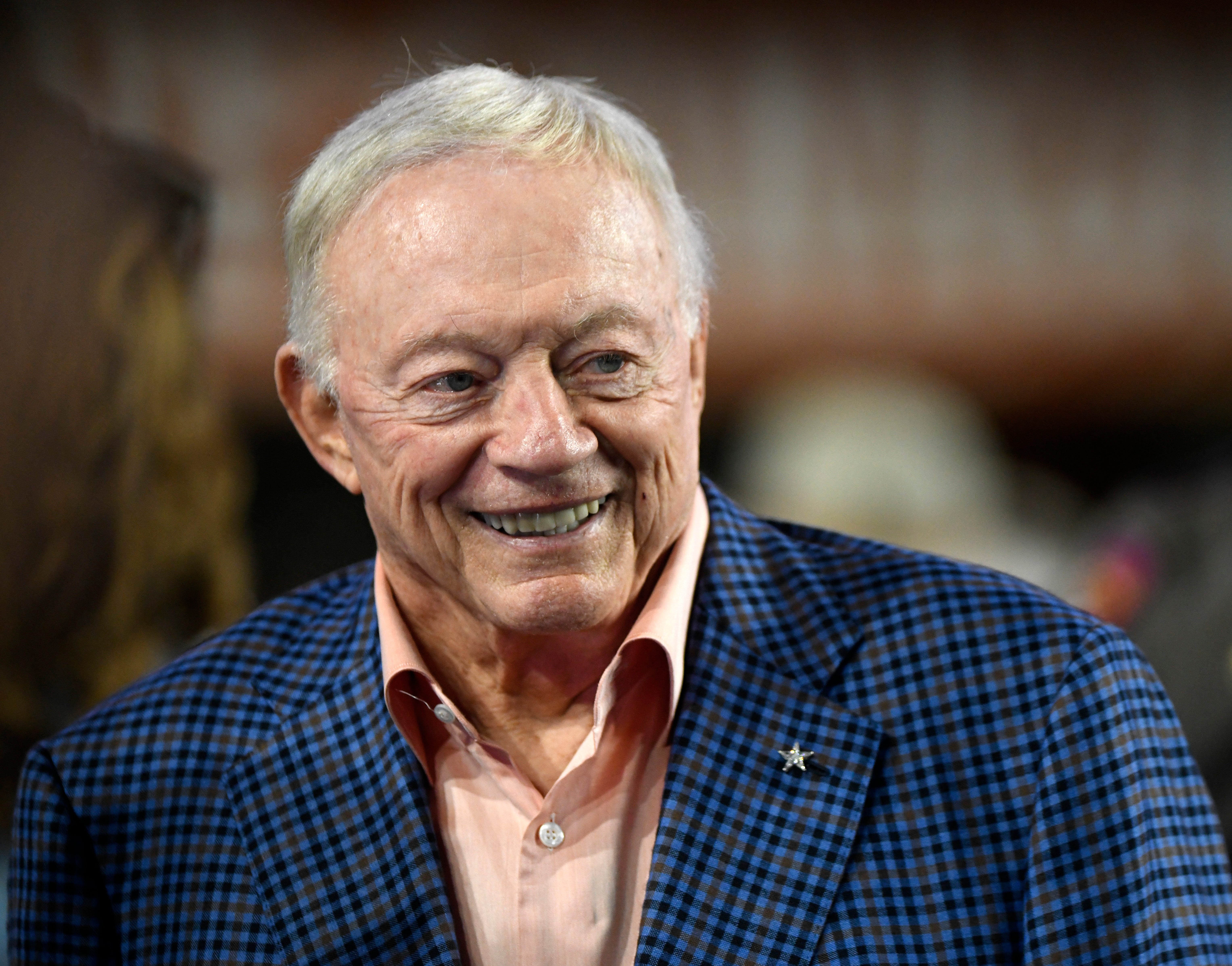Dallas Cowboys owner and general manager Jerry Jones attends the Big 12 football game between Texas Tech and Texas, Friday, Nov. 24, 2023, at Darrell K. Royal-Texas Memorial Stadium in Austin.