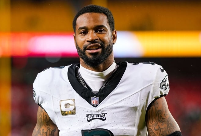 Philadelphia Eagles cornerback Darius Slay (2) leaves the field after defeating the Kansas City Chiefs at GEHA Field at Arrowhead Stadium.