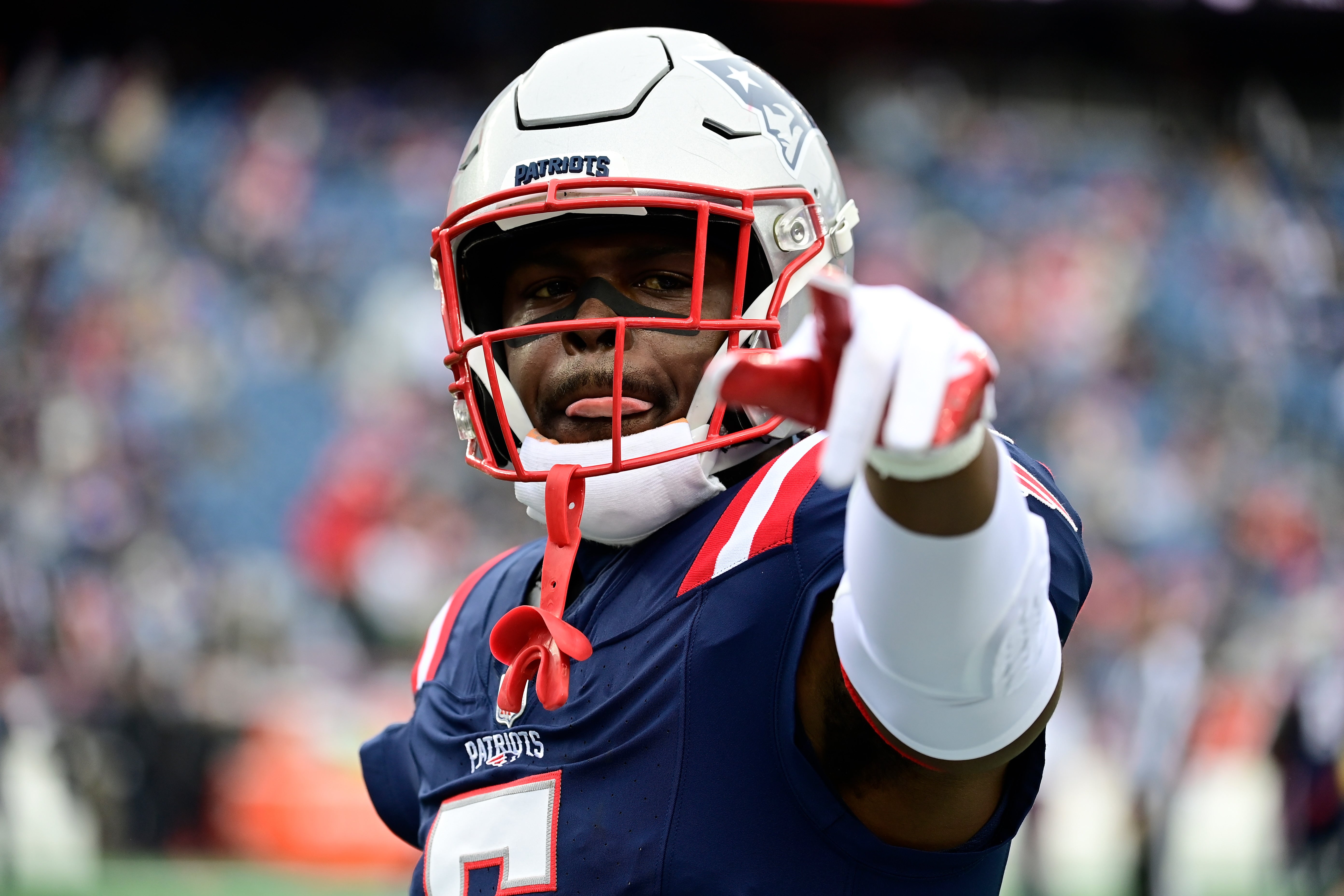 New England Patriots safety Jabrill Peppers warms up before a game against the Kansas City Chiefs at Gillette Stadium.