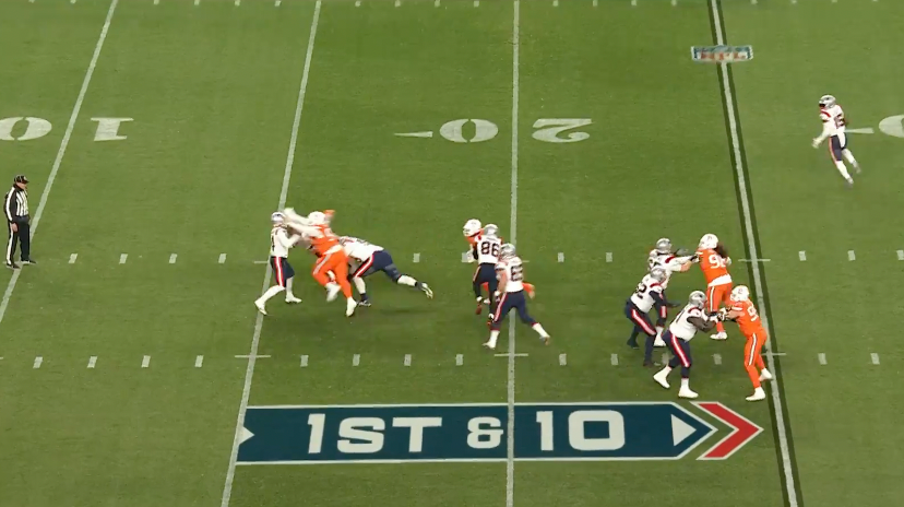 Bailey Zappe strip-sacked on opening play of SNF