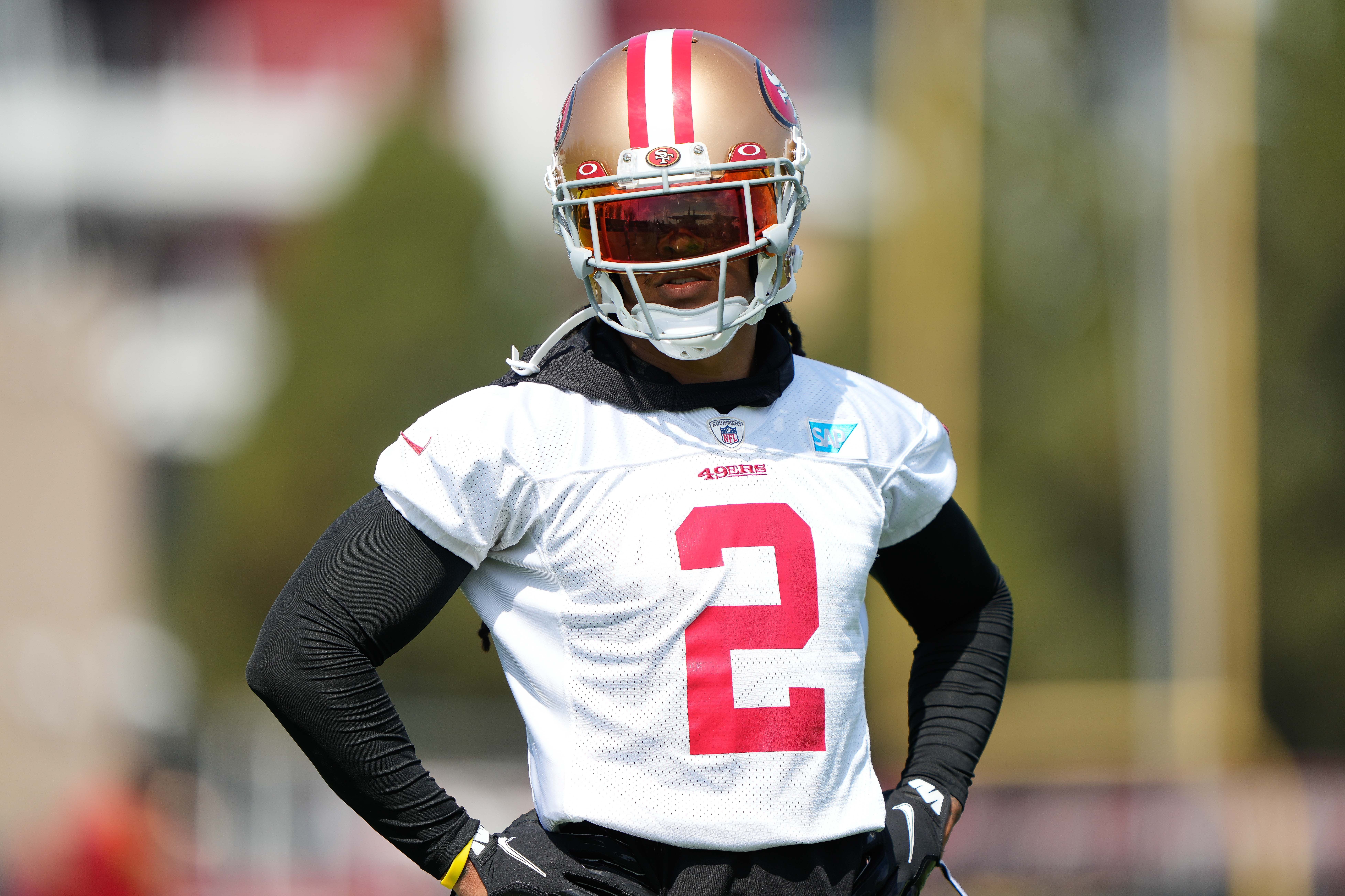 Jul 28, 2021; Santa Clara, CA, USA; San Francisco 49ers defensive back Jason Verrett (2) during training camp at the SAP Performance Facility.
