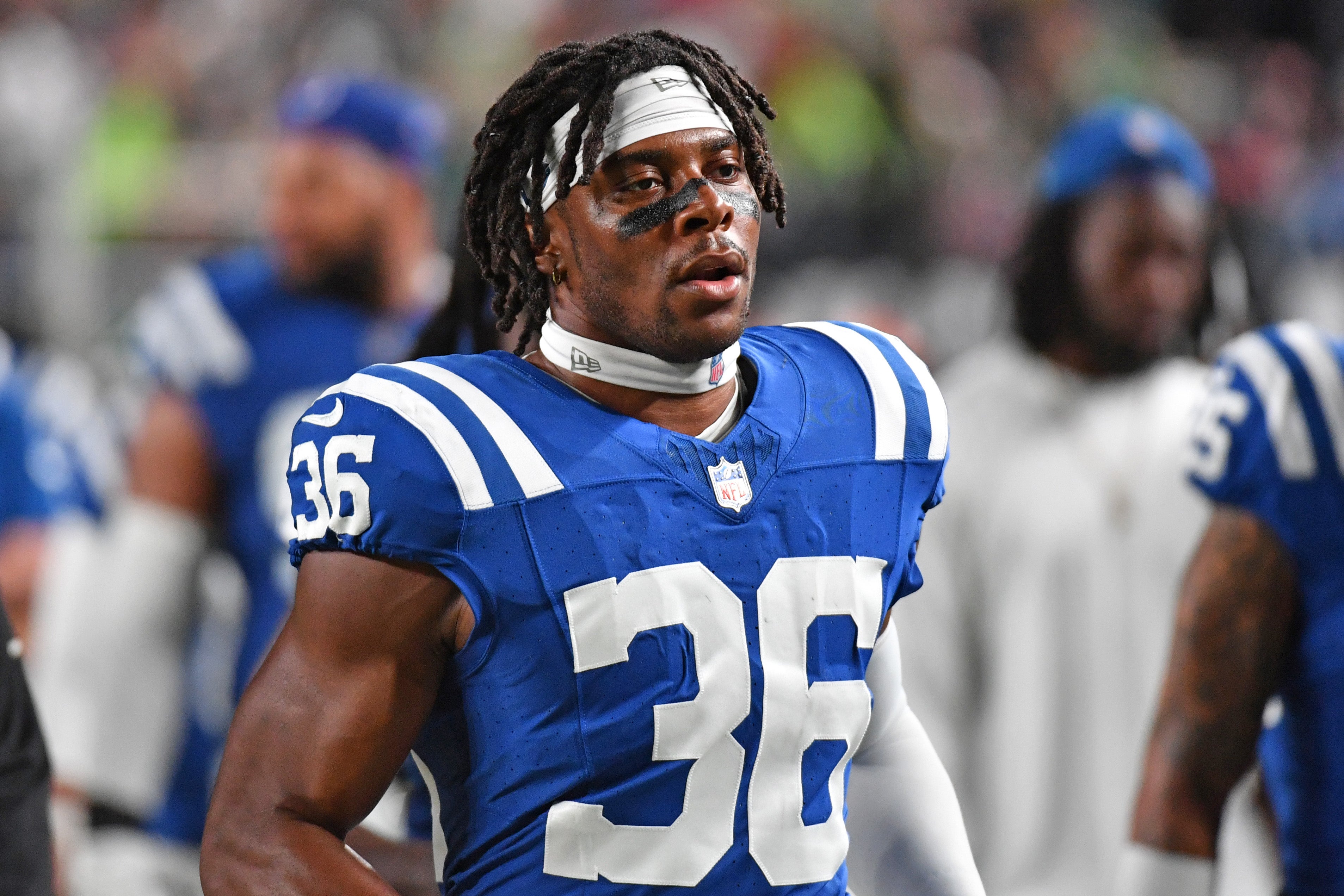Aug 24, 2023; Philadelphia, Pennsylvania, USA; Indianapolis Colts safety Henry Black (36) against the Philadelphia Eagles at Lincoln Financial Field.