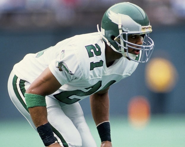 Sep 30, 1990; Philadelphia, PA, USA; Philadelphia Eagles defensive back Eric Allen (21) during the game against the Indianapolis Colts at Veterans Stadium.