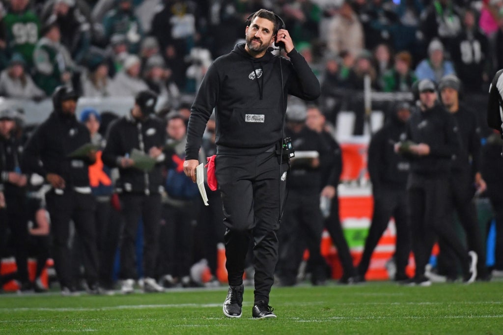 Philadelphia Eagles head coach Nick Sirianni on the field during the third quarter against the New York Giants at Lincoln Financial Field.
