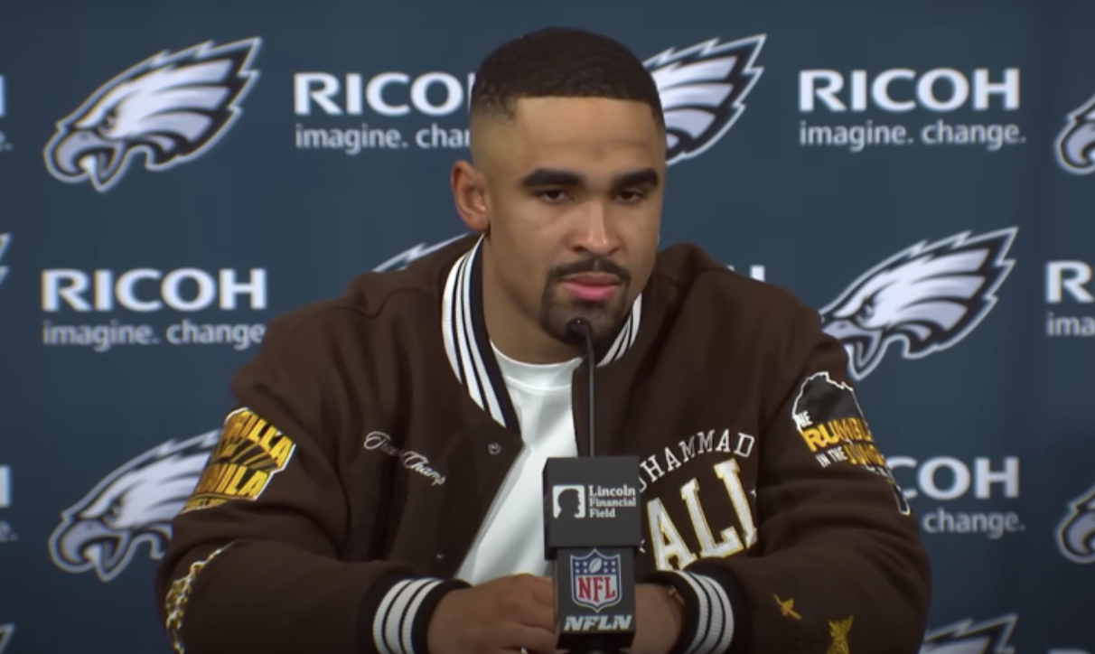 Eagles quarterback Jalen Hurts speaks to the media following 35-31 loss to Cardinals.